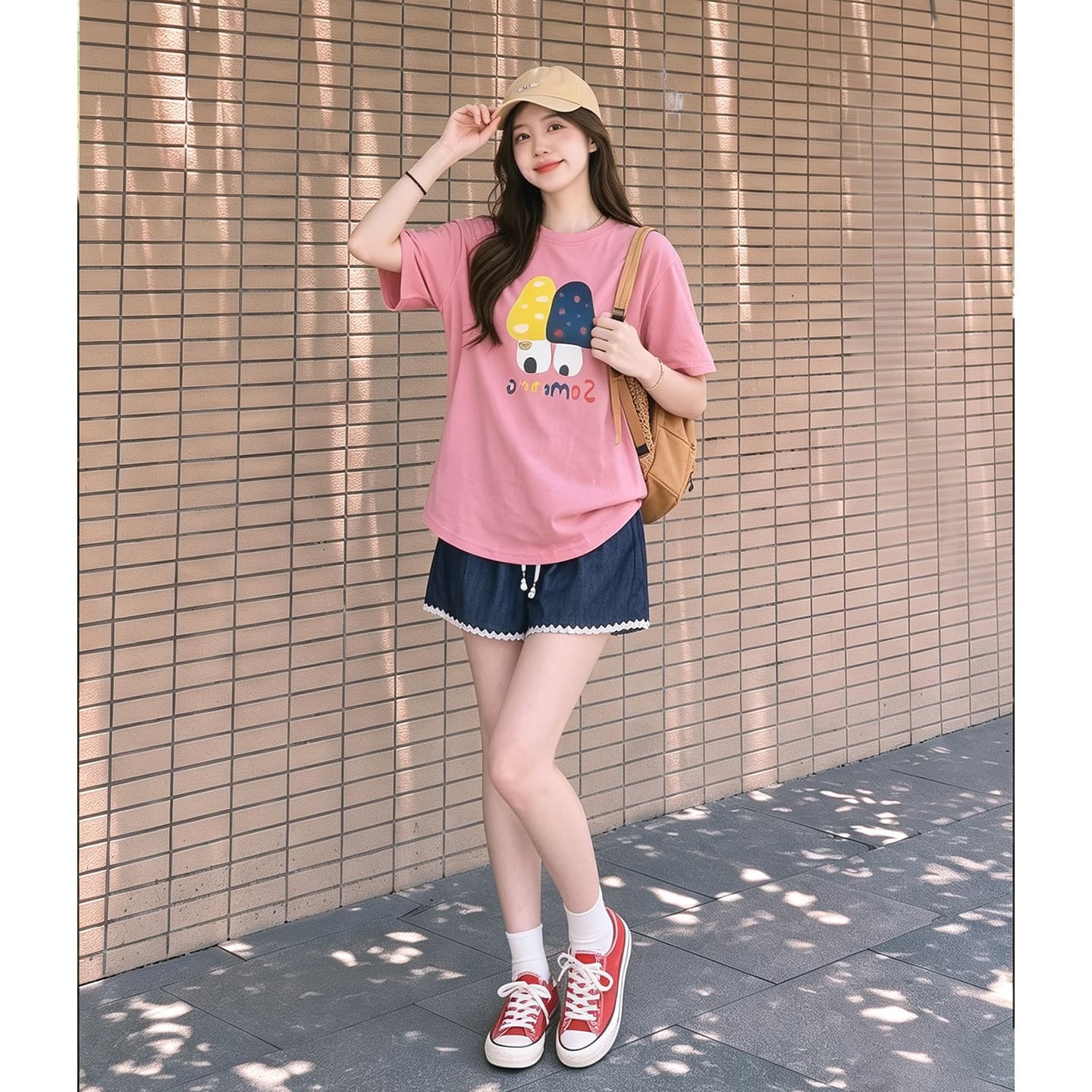 임산부 여름 외출용 얇은 스타일 캐주얼 루즈핏 반팔 맨위 여름 드레스 투피스 세트 이미지 4