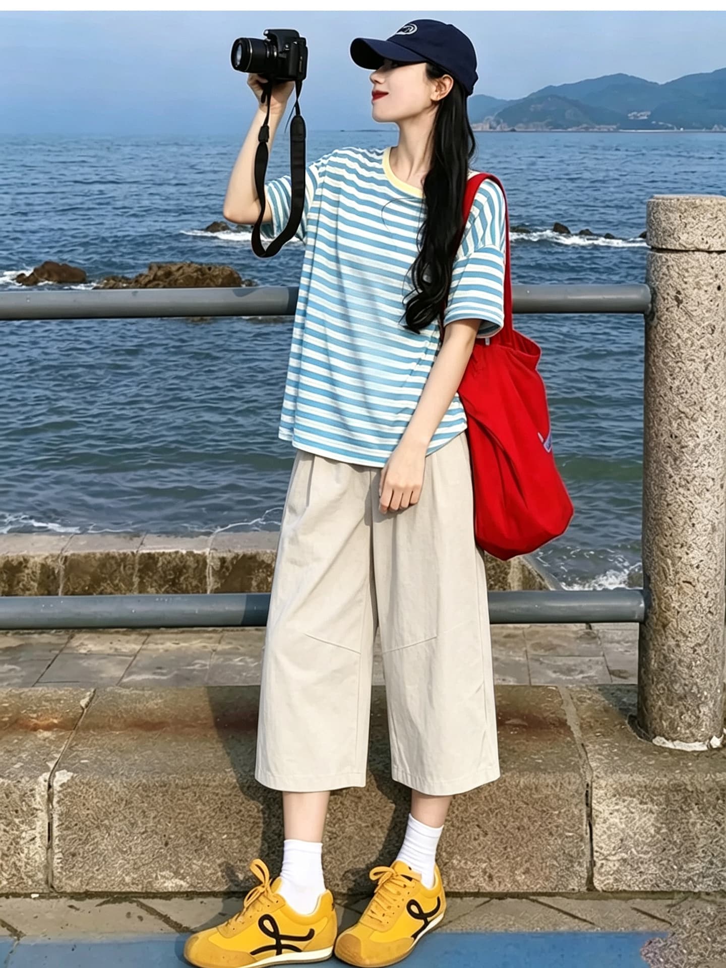 임산부 7부 바지 여름 얇은 스타일 통기성 패션 스타일 작은 키 임산부 바지 상세 이미지 6