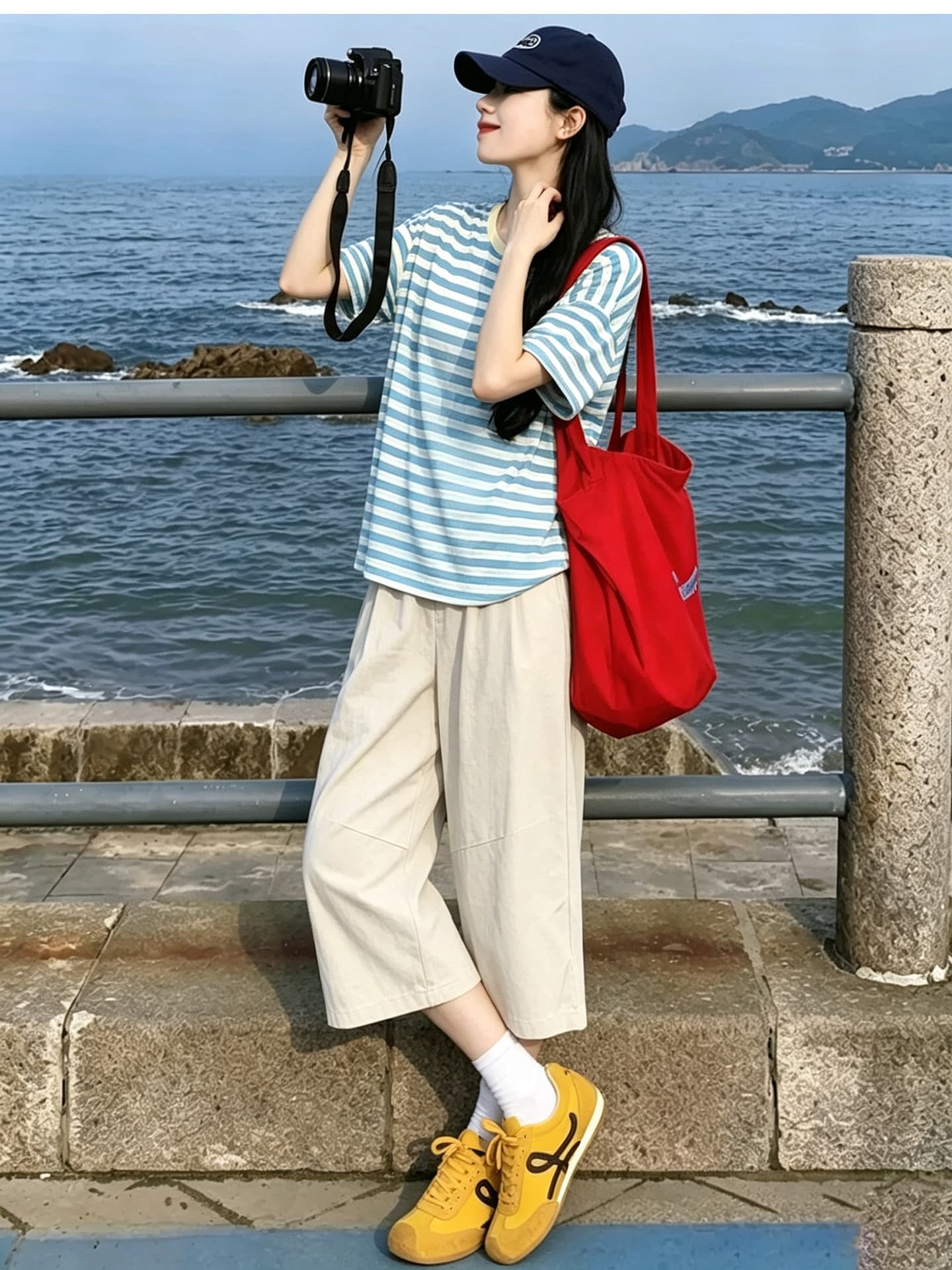 임산부 7부 바지 여름 얇은 스타일 통기성 패션 스타일 작은 키 임산부 바지 상세 이미지 7