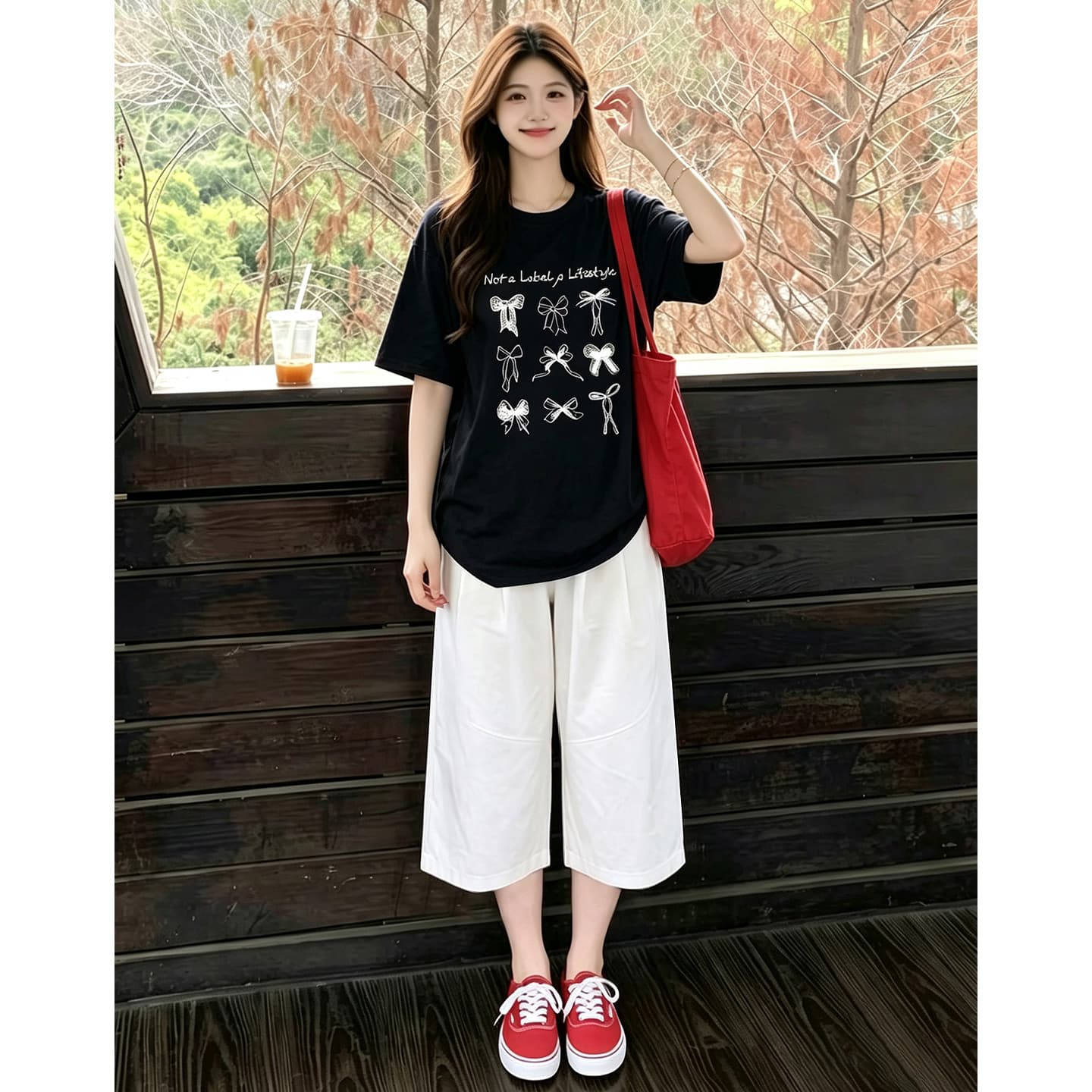 임산부 여름 외출용 얇은 스타일 캐주얼 루즈핏 반팔 맨위 여름 드레스 투피스 세트 이미지 4