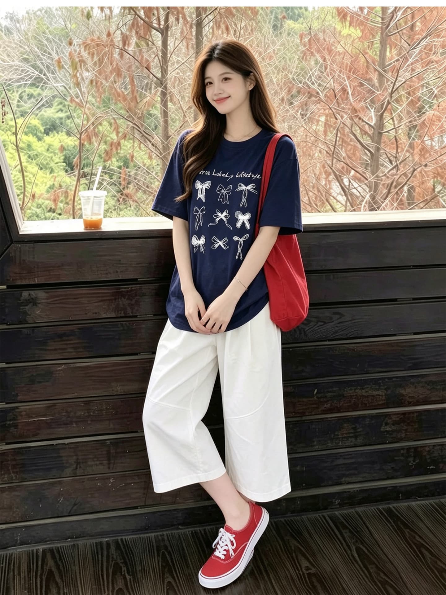 임산부 여름 외출용 얇은 스타일 캐주얼 루즈핏 반팔 맨위 여름 드레스 투피스 세트 상세 이미지 7