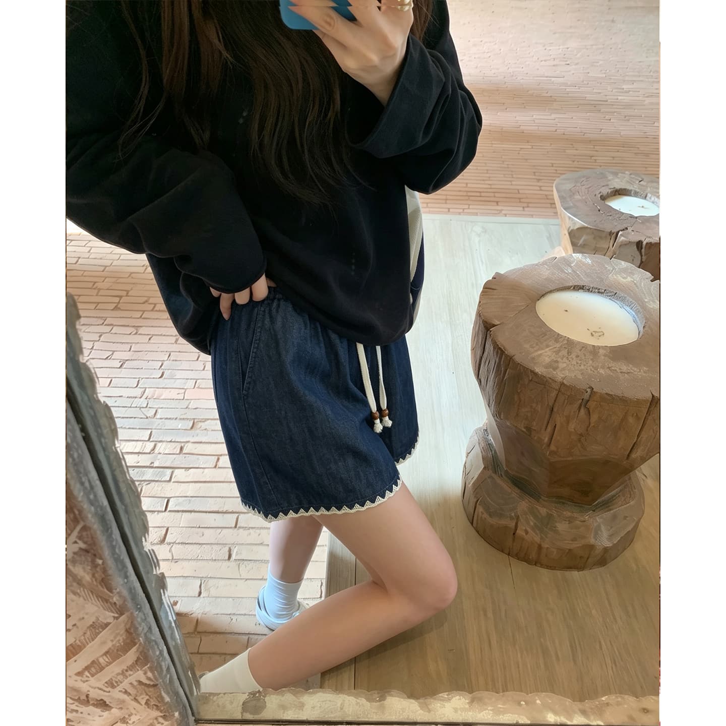 임산부 반바지 여름 포함 모방 청바지 임산부 바지 이미지 2
