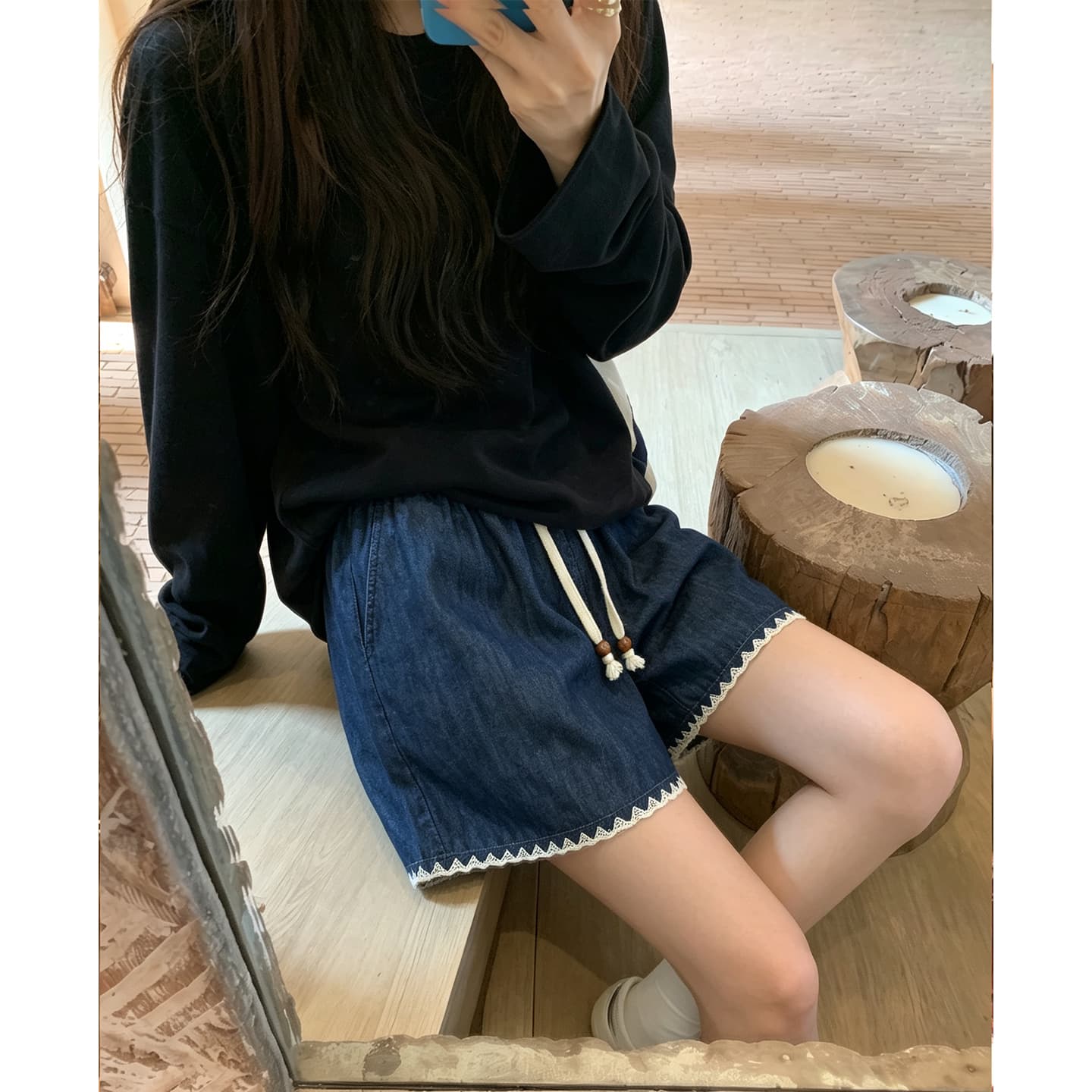 임산부 반바지 여름 포함 모방 청바지 임산부 바지