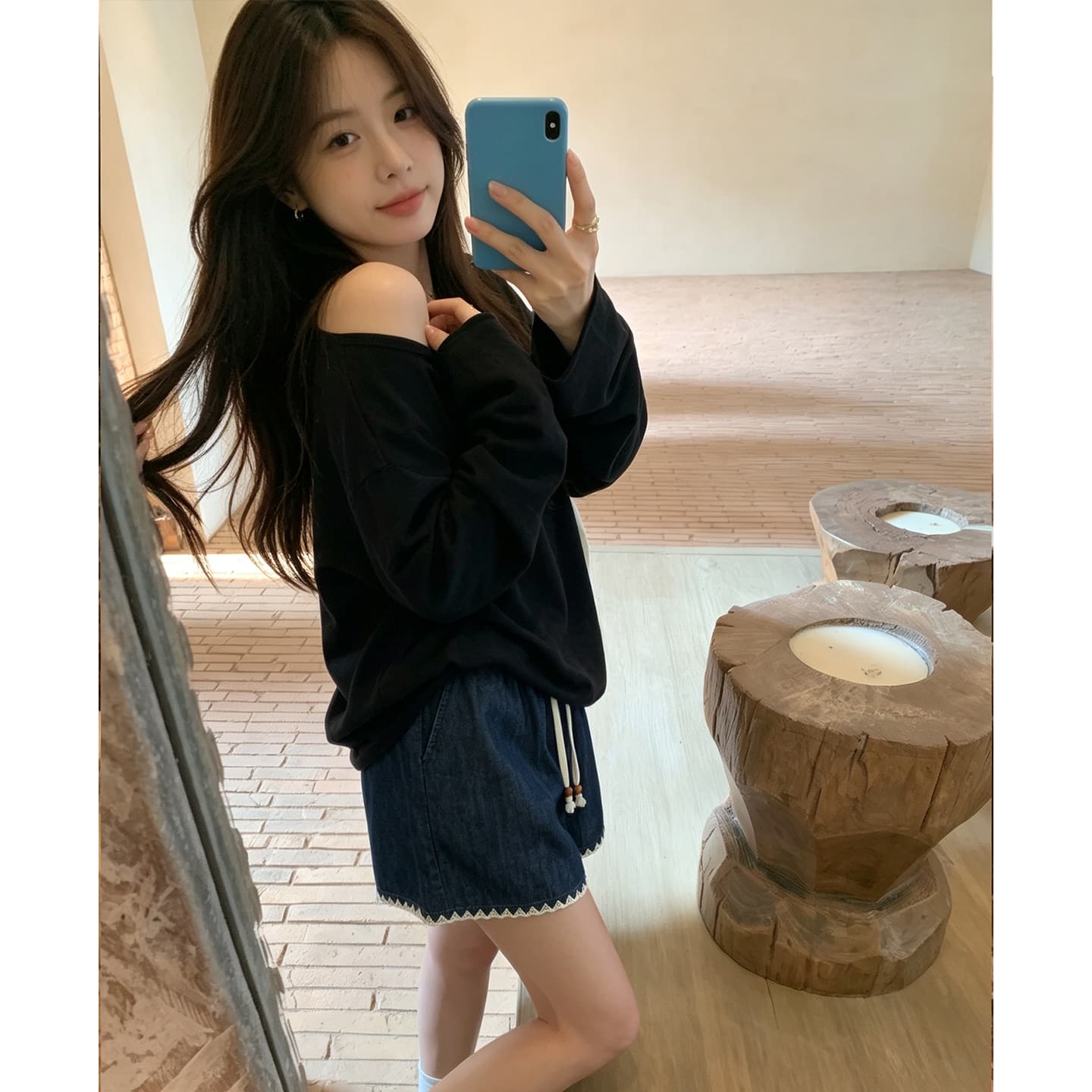 임산부 반바지 여름 포함 모방 청바지 임산부 바지 이미지 3