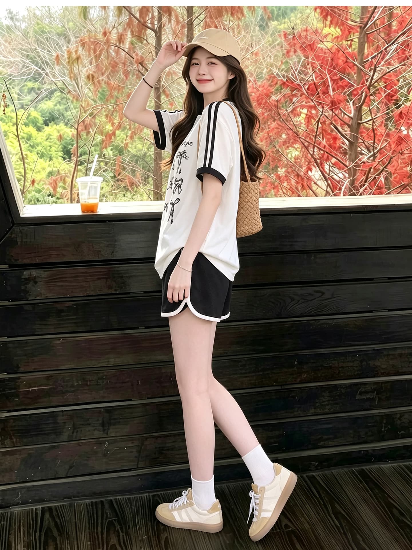 임산부 세트 여름 새로운 한국 스타일 루즈핏 패션 임산부 투피스 세트 맨위 반바지 상세 이미지 2