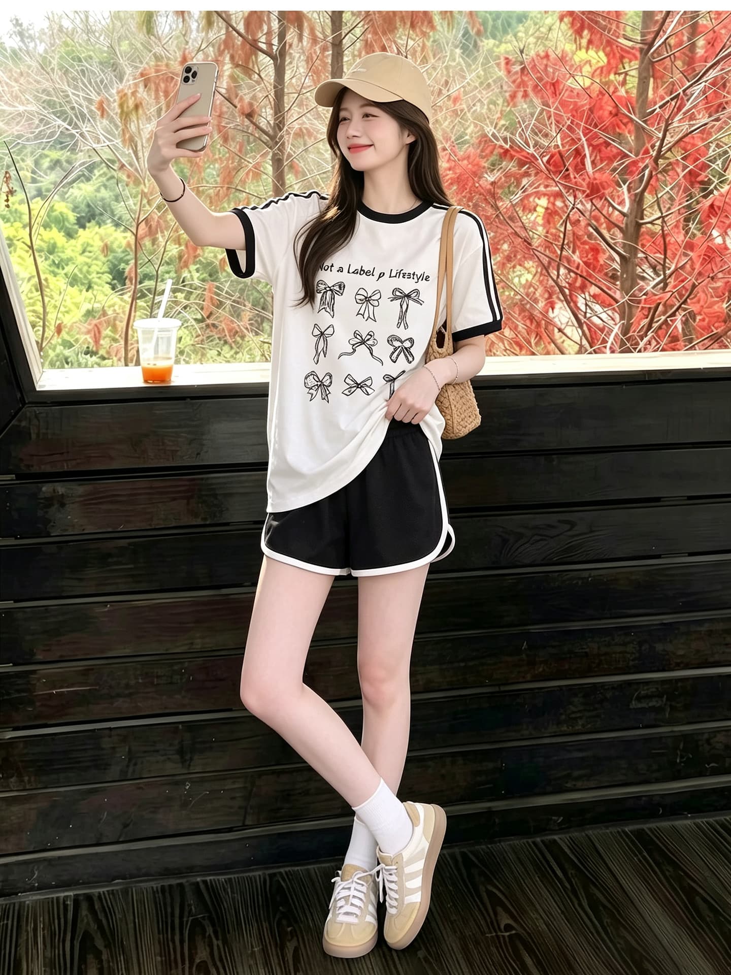 임산부 세트 여름 새로운 한국 스타일 루즈핏 패션 임산부 투피스 세트 맨위 반바지 상세 이미지 4