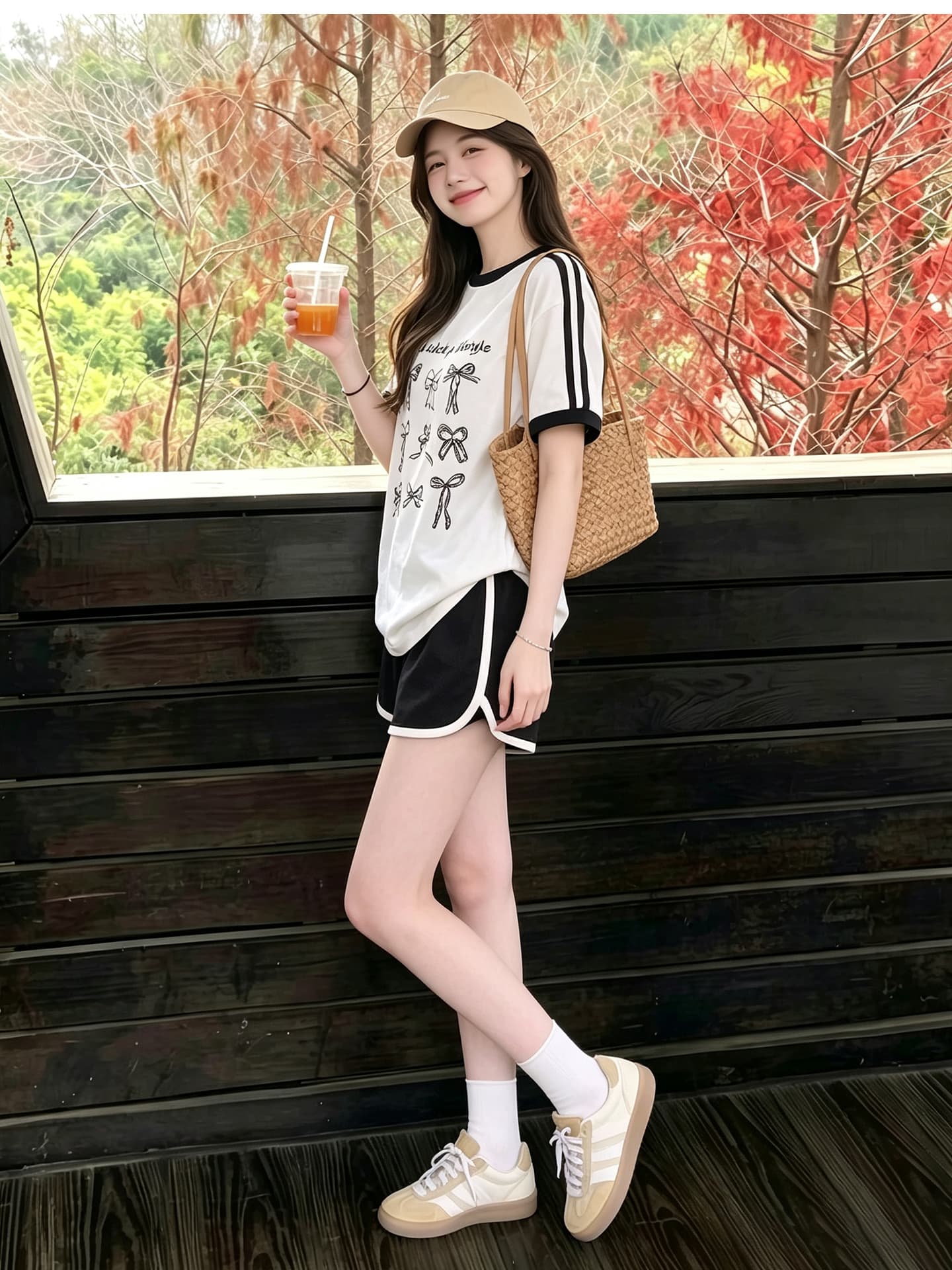 임산부 세트 여름 새로운 한국 스타일 루즈핏 패션 임산부 투피스 세트 맨위 반바지 상세 이미지 5
