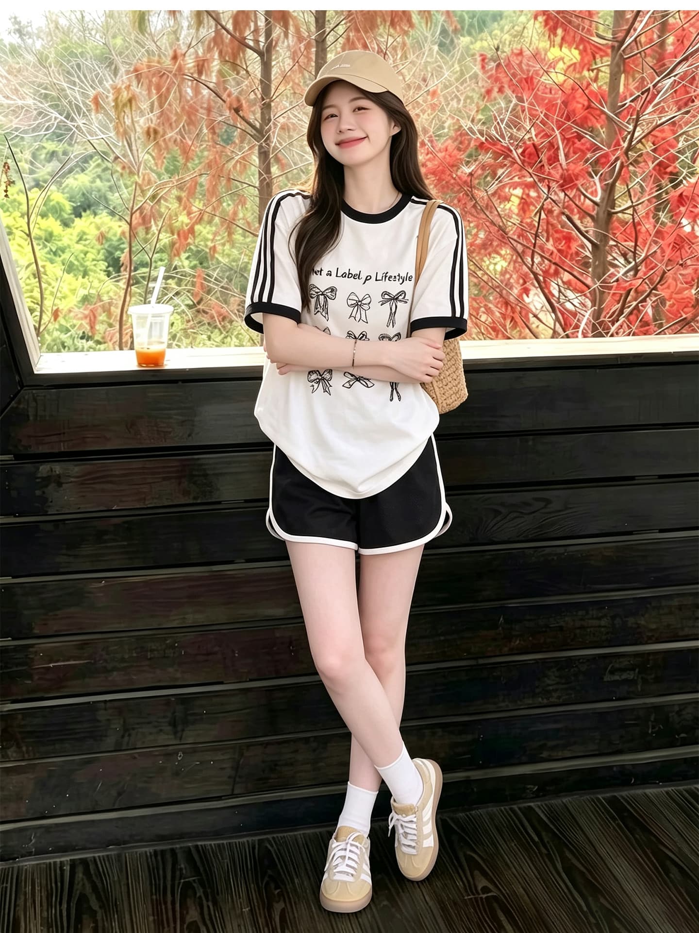 임산부 세트 여름 새로운 한국 스타일 루즈핏 패션 임산부 투피스 세트 맨위 반바지 상세 이미지 8
