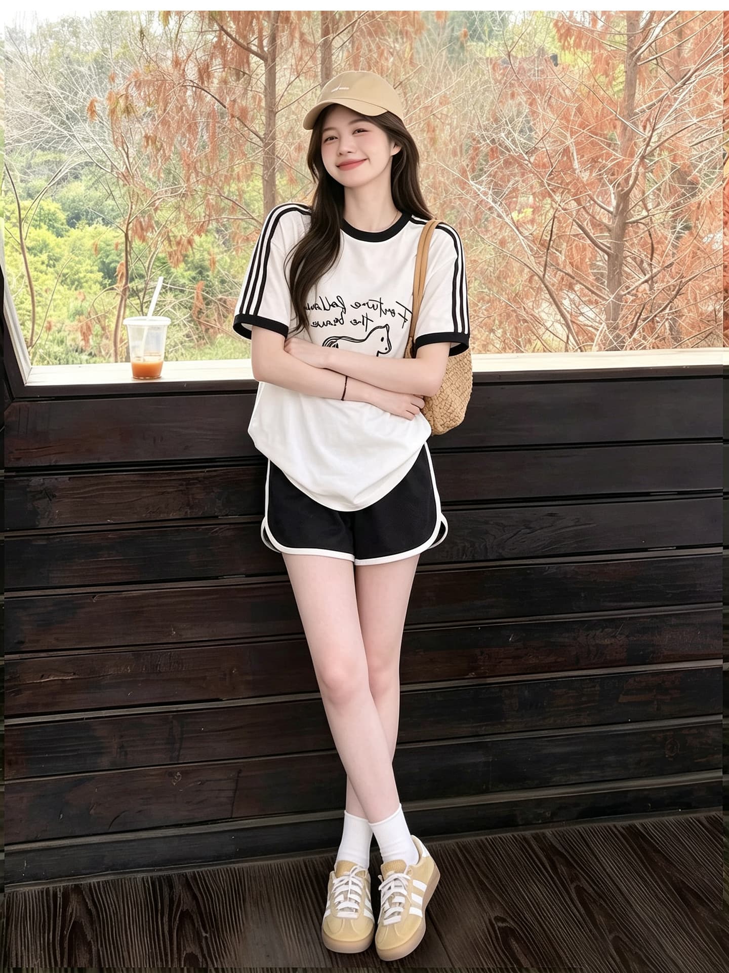 임산부 세트 여름 새로운 한국 스타일 루즈핏 패션 임산부 투피스 세트 맨위 반바지 상세 이미지 5