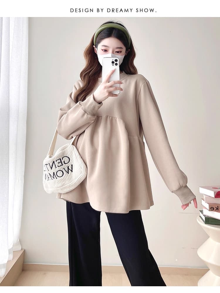 임산부 가을 의상 긴팔 외출용 루즈핏 세트 캐주얼 만나는 긴 바지 두 조각 맨위 상세 이미지 5