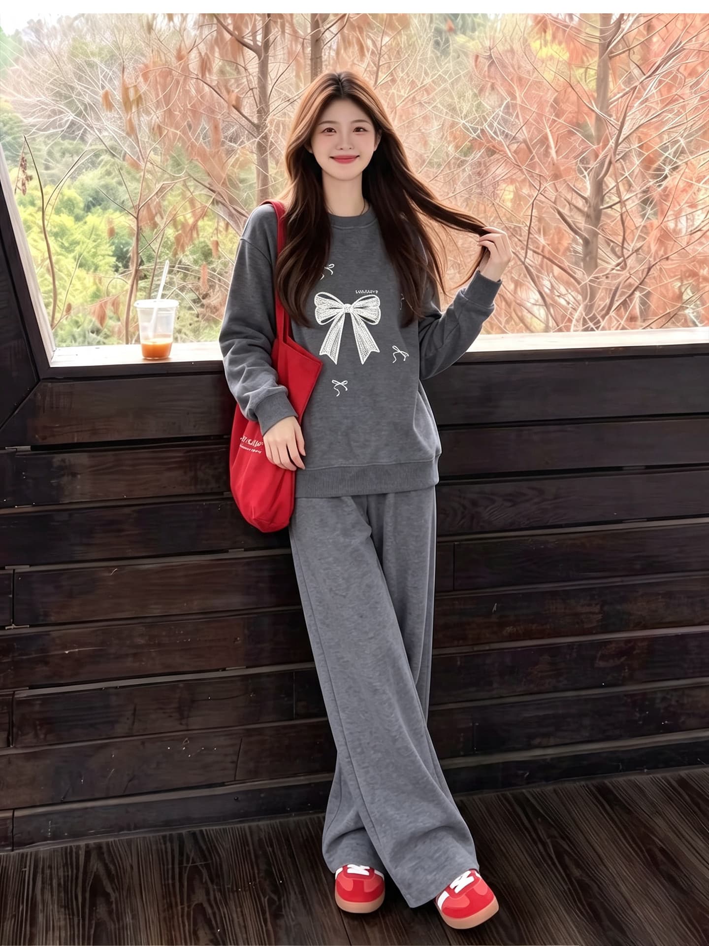 출산 착용 후드티 세트 봄 가을 맨위 루즈핏 캐주얼 외국 가스 연령 감소 긴팔 상세 이미지 8