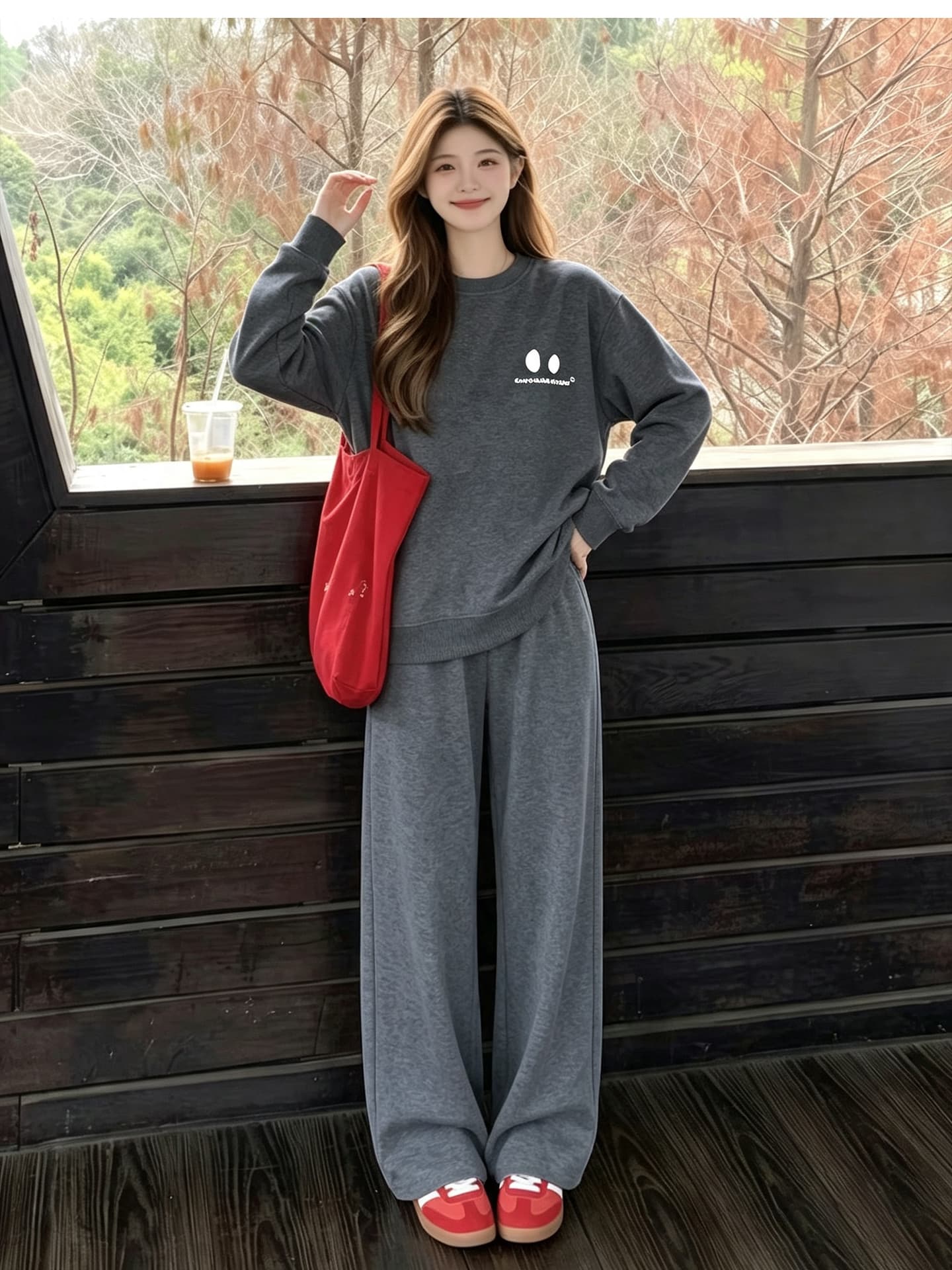 출산 착용 후드티 세트 봄 가을 맨위 루즈핏 캐주얼 외국 가스 연령 감소 긴팔 상세 이미지 5