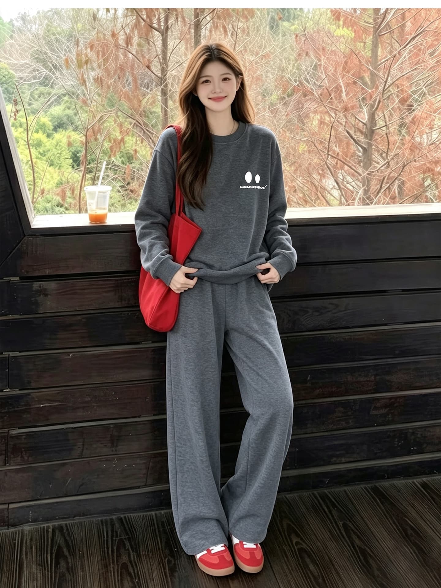 출산 착용 후드티 세트 봄 가을 맨위 루즈핏 캐주얼 외국 가스 연령 감소 긴팔 상세 이미지 9