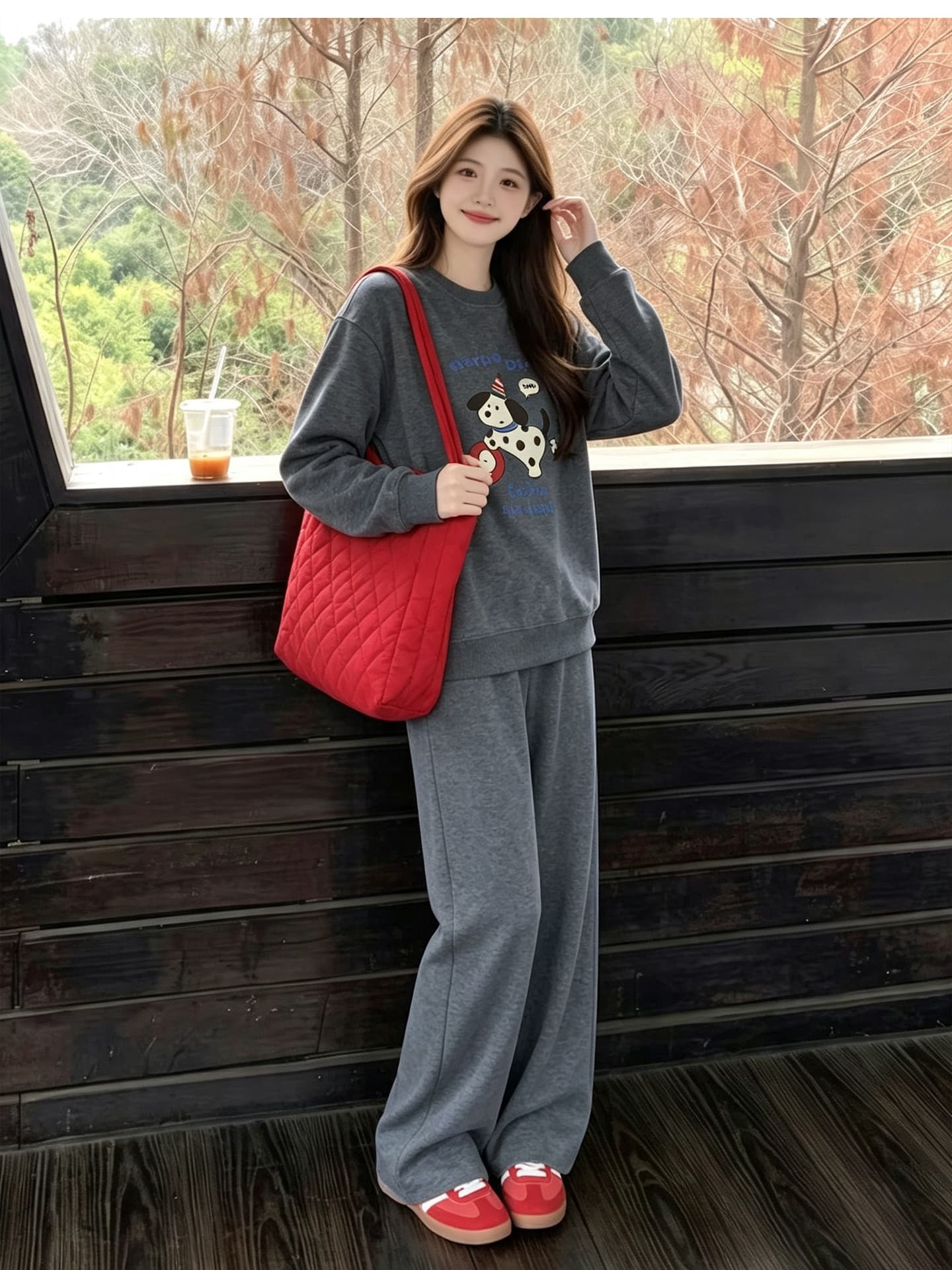출산 착용 후드티 세트 봄 가을 맨위 루즈핏 캐주얼 외국 가스 연령 감소 긴팔 상세 이미지 11