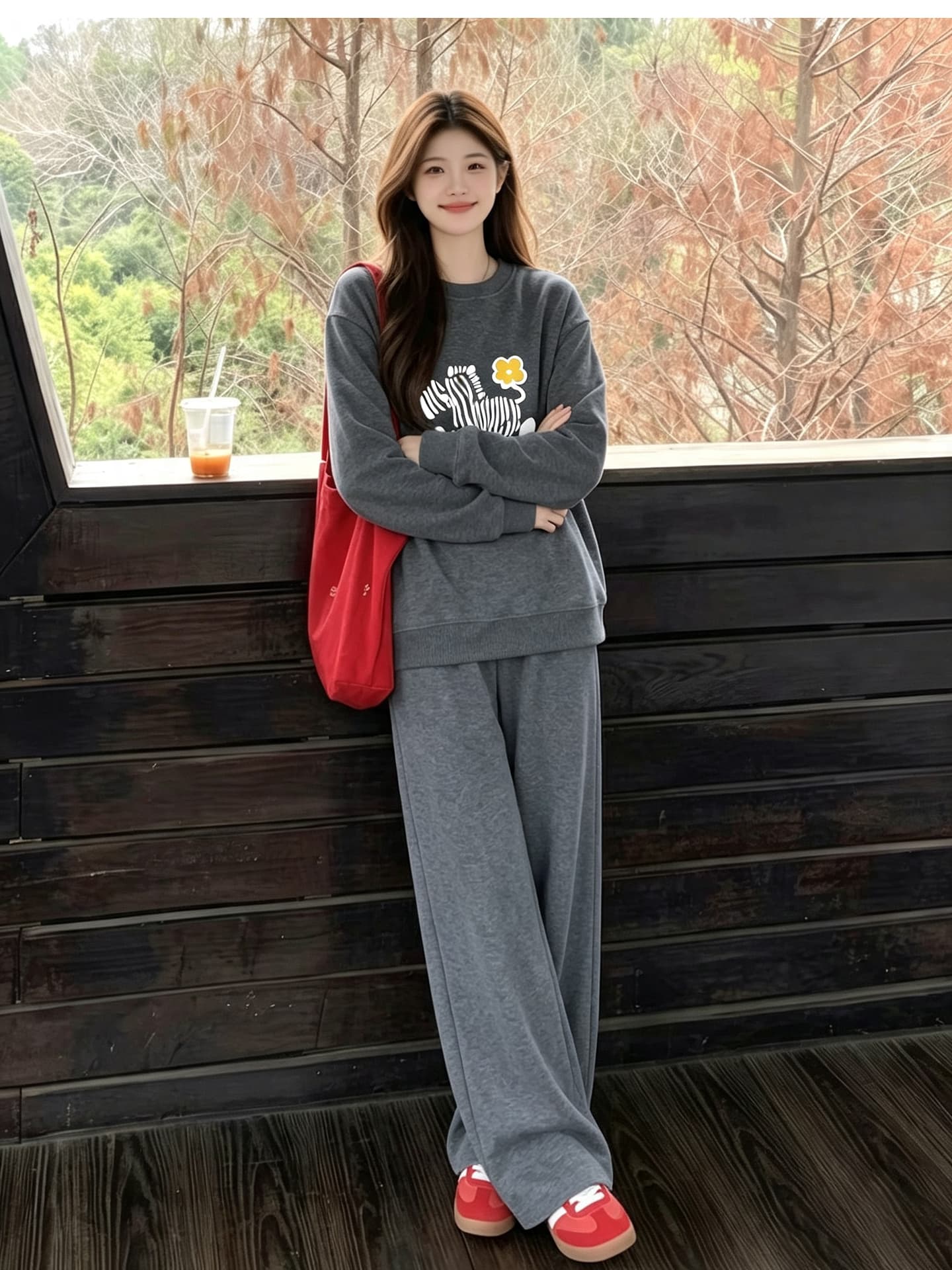출산 착용 후드티 세트 봄 가을 맨위 루즈핏 캐주얼 외국 가스 연령 감소 긴팔 상세 이미지 7