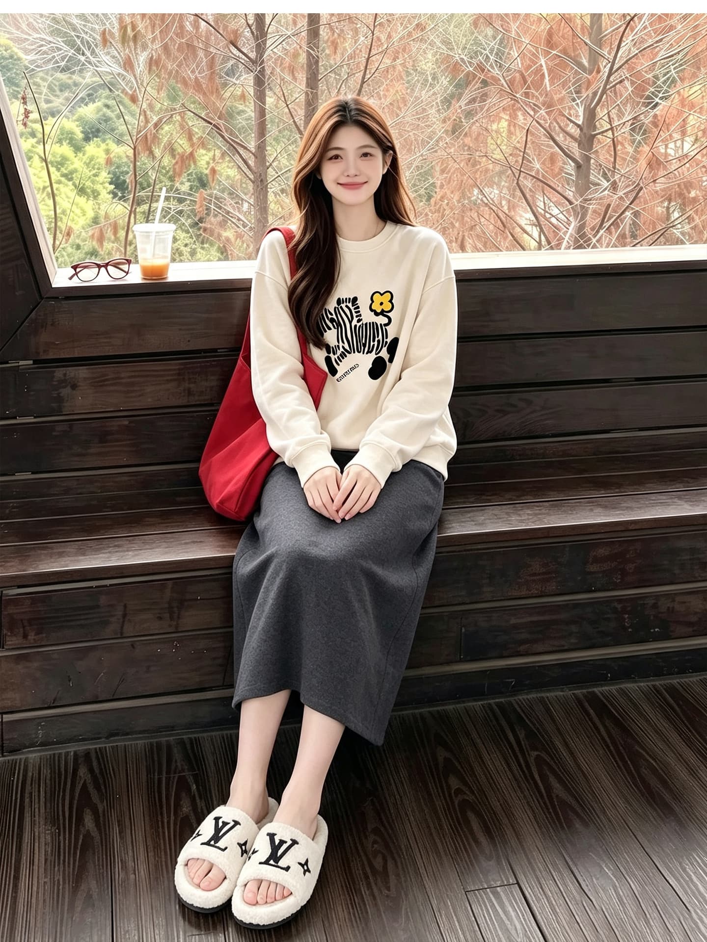 출산 착용 후드티 봄 가을 맨위 루즈핏 캐주얼 외국 가스 연령 감소 중간 길이 긴팔 상세 이미지 4