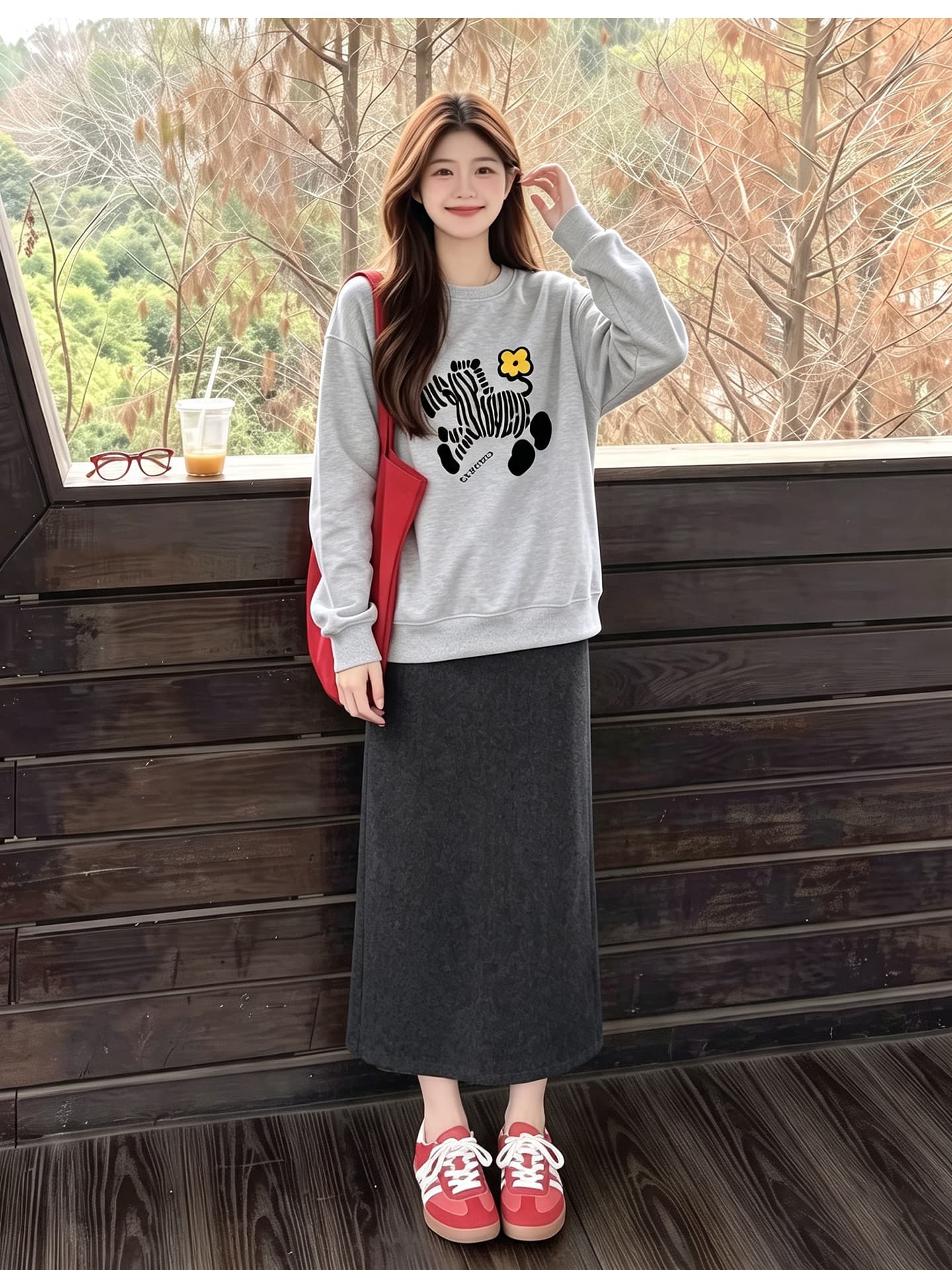 출산 착용 후드티 봄 가을 맨위 루즈핏 캐주얼 외국 가스 연령 감소 중간 길이 긴팔 상세 이미지 9