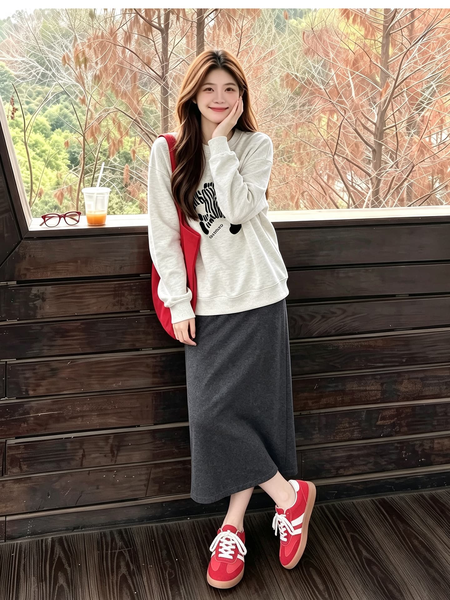 출산 착용 후드티 봄 가을 맨위 루즈핏 캐주얼 외국 가스 연령 감소 중간 길이 긴팔 상세 이미지 13