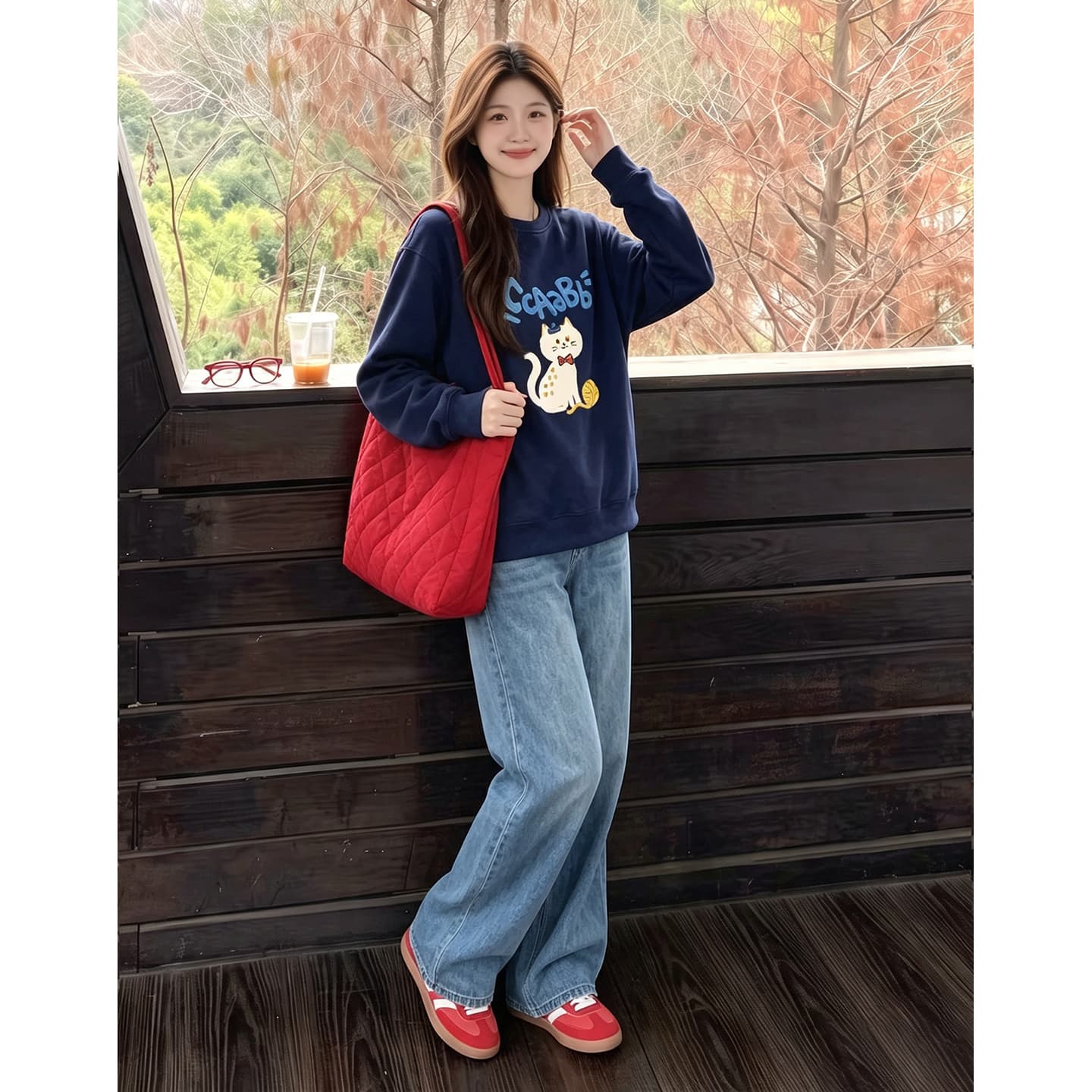출산 착용 후드티 봄 가을 맨위 루즈핏 캐주얼 외국 가스 연령 감소 중간 길이 긴팔 이미지 2
