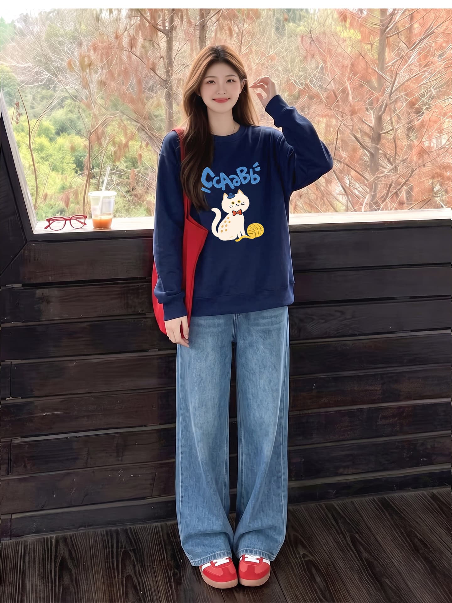 출산 착용 후드티 봄 가을 맨위 루즈핏 캐주얼 외국 가스 연령 감소 중간 길이 긴팔 상세 이미지 9