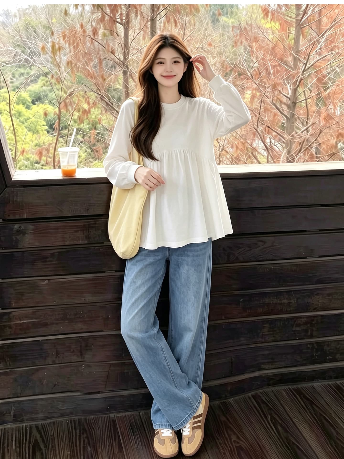 임산부 가을 의상 긴팔 외출용 루즈핏 세트 캐주얼 맨위 상세 이미지 13