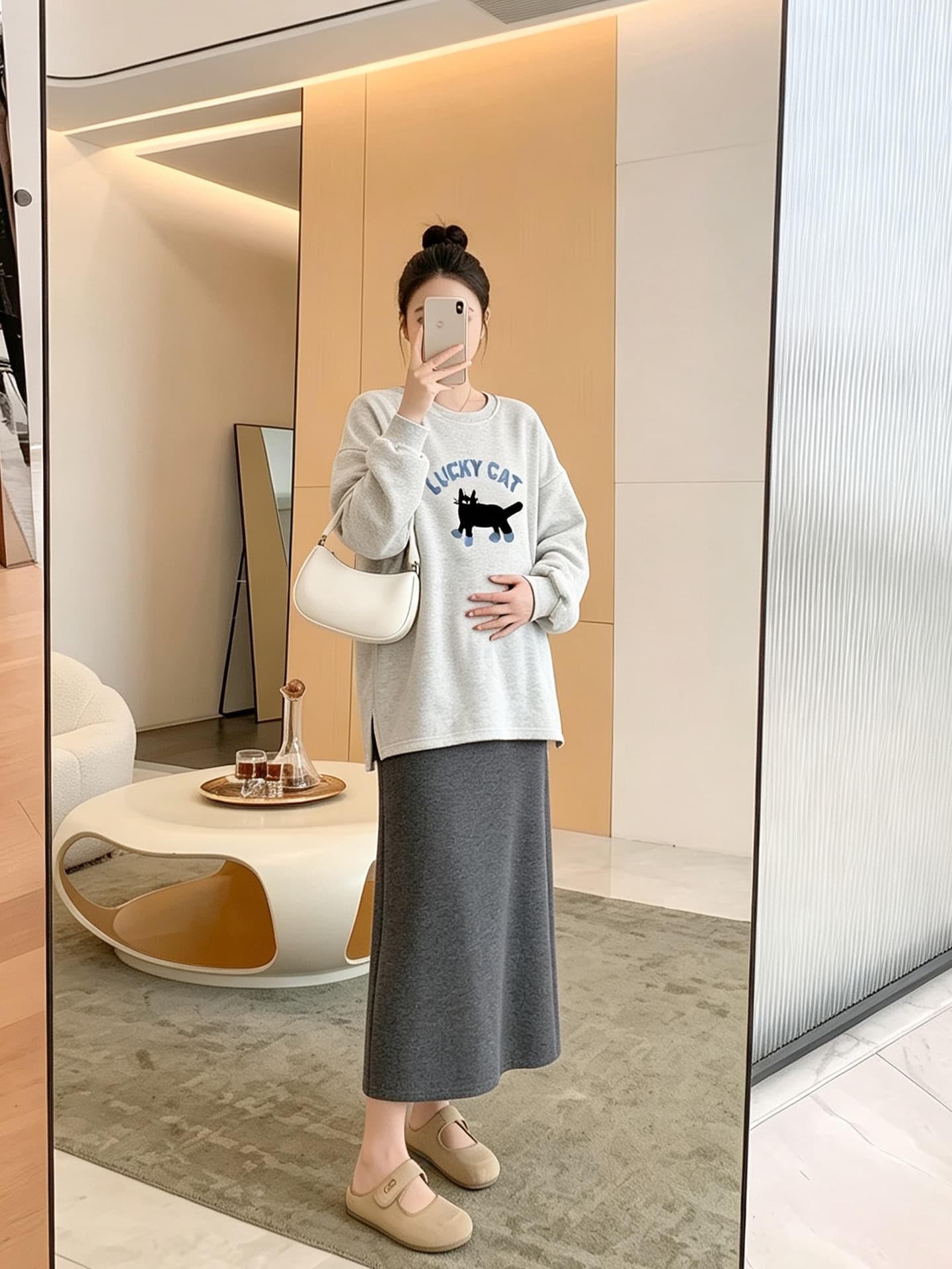 출산 착용 후드티 봄 가을 맨위 루즈핏 캐주얼 외국 가스 연령 감소 중간 길이 긴팔 상세 이미지 10