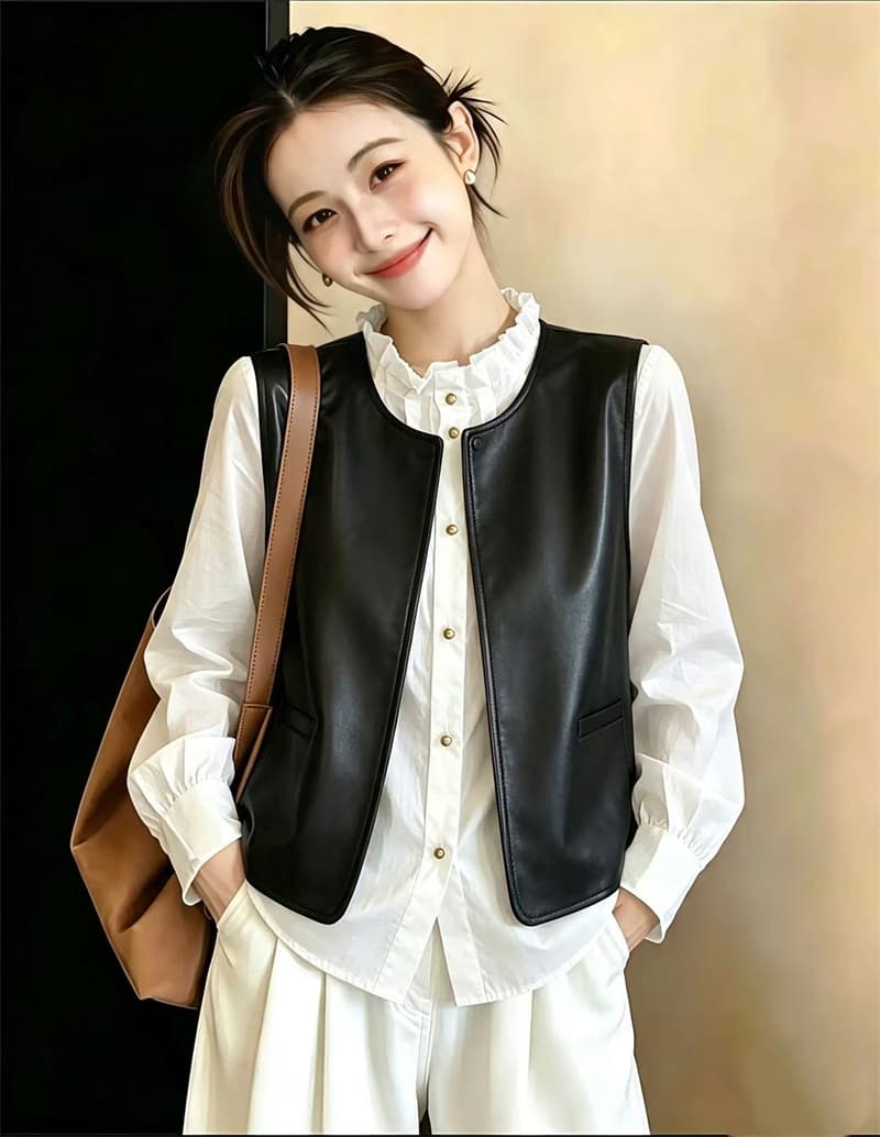 실사 2026 가을 새로운 출퇴근 맨위 여성 화이트 핀치 Pleat 긍정적 인 어깨 긴팔 목이버섯 레이스 칼라 여성 셔츠 상세 이미지 4