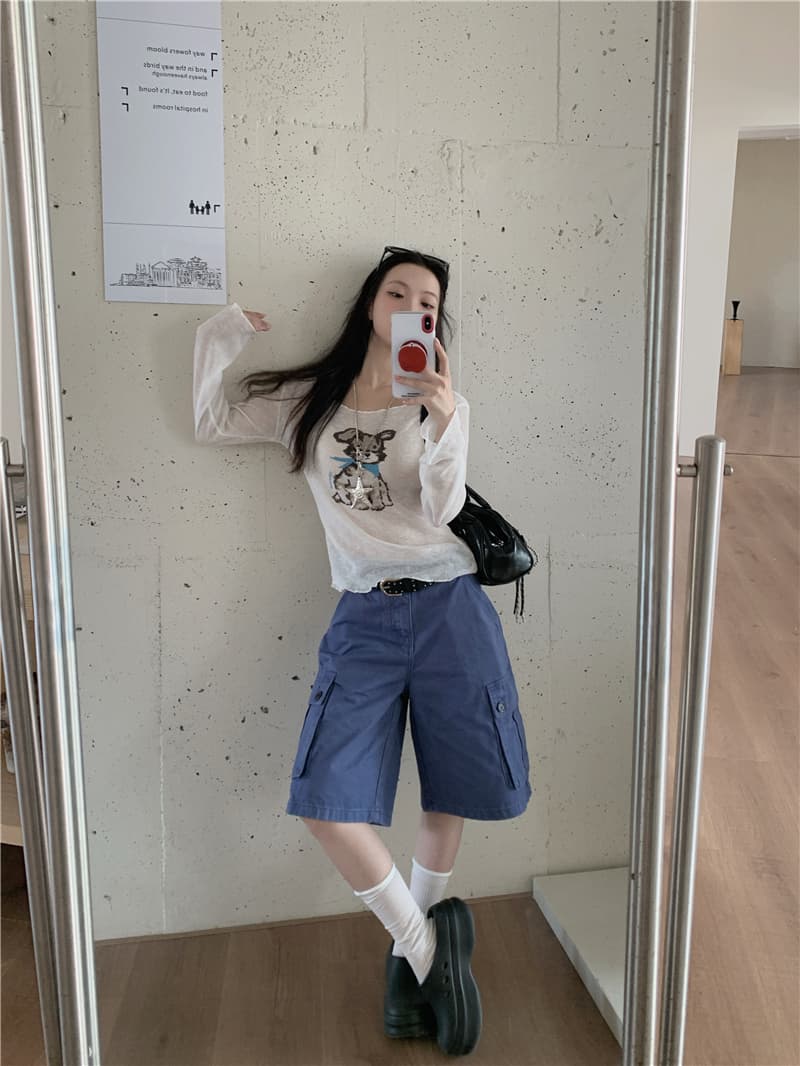 실사 이른 가을 새로운 한국 스타일 캐주얼 라운드 넥 몸매 가꾸기 강아지 패턴 긴팔 니트 티셔츠 상세 이미지 2