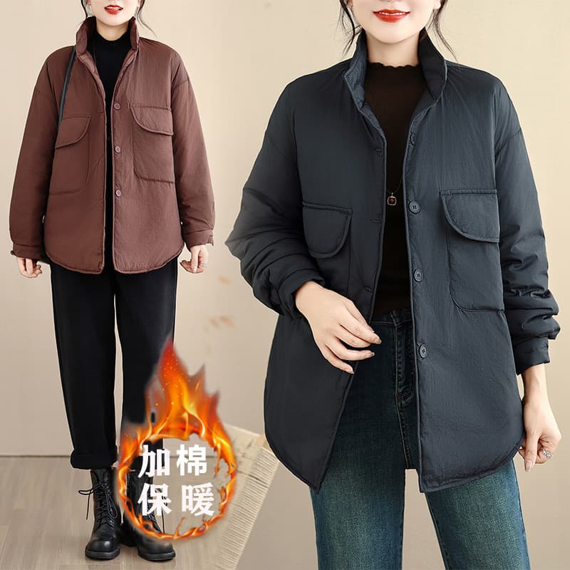 캐주얼 패션 두꺼운 보온 면 옷 여성 겨울 새로운 빅 사이즈 루즈핏 슬림해 보이는 두꺼운 보온 면 의류 재킷 트렌디