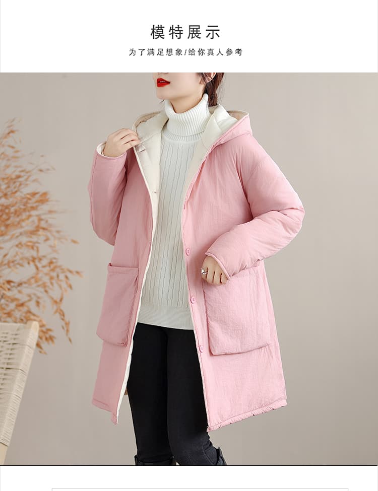 플러스 면 두꺼운 면 린넨 면 옷 2026 겨울 새로운 중간 길이 후드 면 의류 편안함 보온 연령 감소 여성 코트 상세 이미지 53