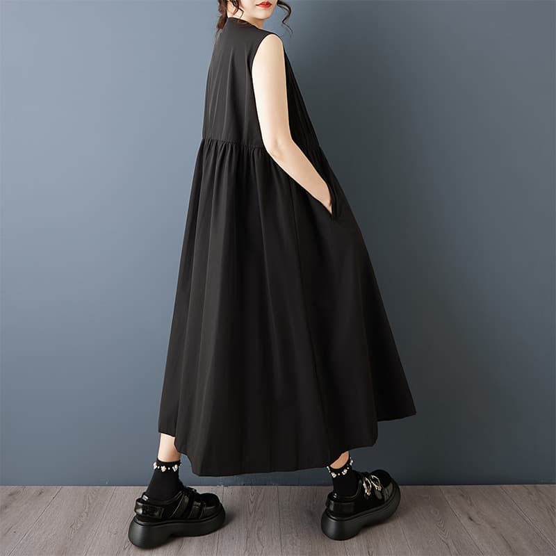 실사 2026 여름 드레스 새로운 다크 바람 다용도 민소매 조끼 스커트 패션 루즈핏 슬림해 보이는 드레스 셔츠 드레스 이미지 4