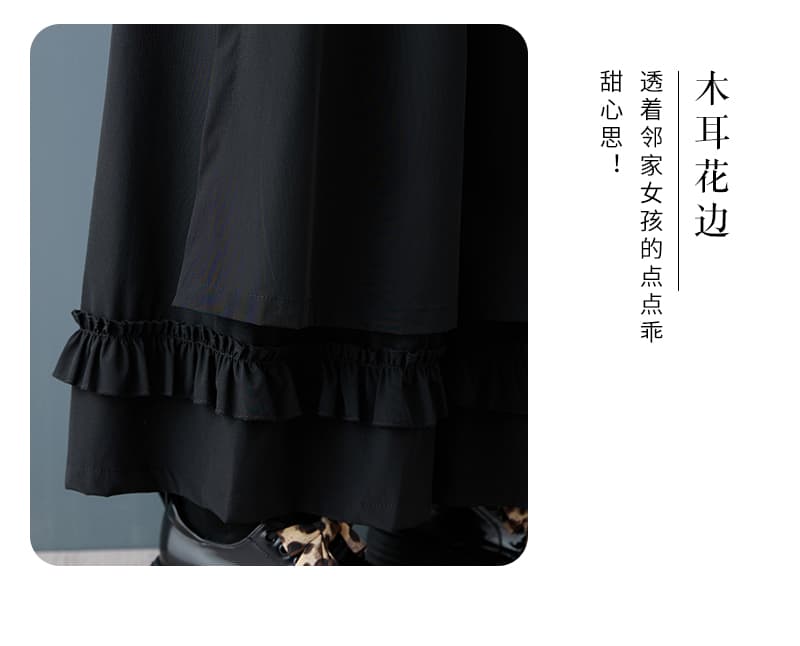 실사 봄 가을 새로운 일본식 무거운 작업 밑단 레이스 넓은 다리 9부 바지 패션 다용도 캐주얼 단색 바지 상세 이미지 6