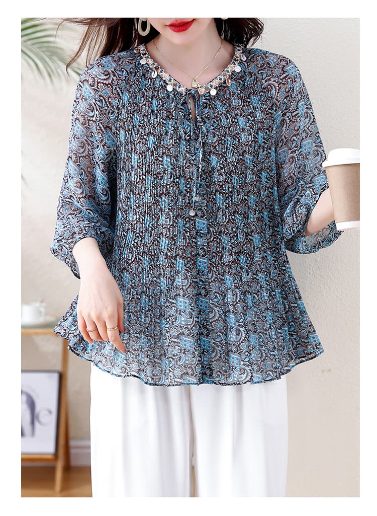 실사 프랑스식 고급 센스 비즈 박기 레이스업 통통한 여동생 오픈 가디건 표지 고기 슬림해 보이는 플리츠 외국 가스 빅 사이즈 맨위 상세 이미지 18