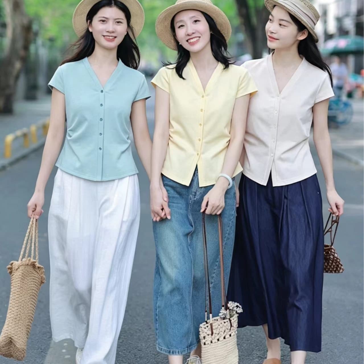 2026 모방 라미 프린트 셔츠 여성용 짧은 소매 몸매 가꾸기 디자인 센스 여름 새로운 여성 의류 품격 우아함 맨위 상세 이미지 2