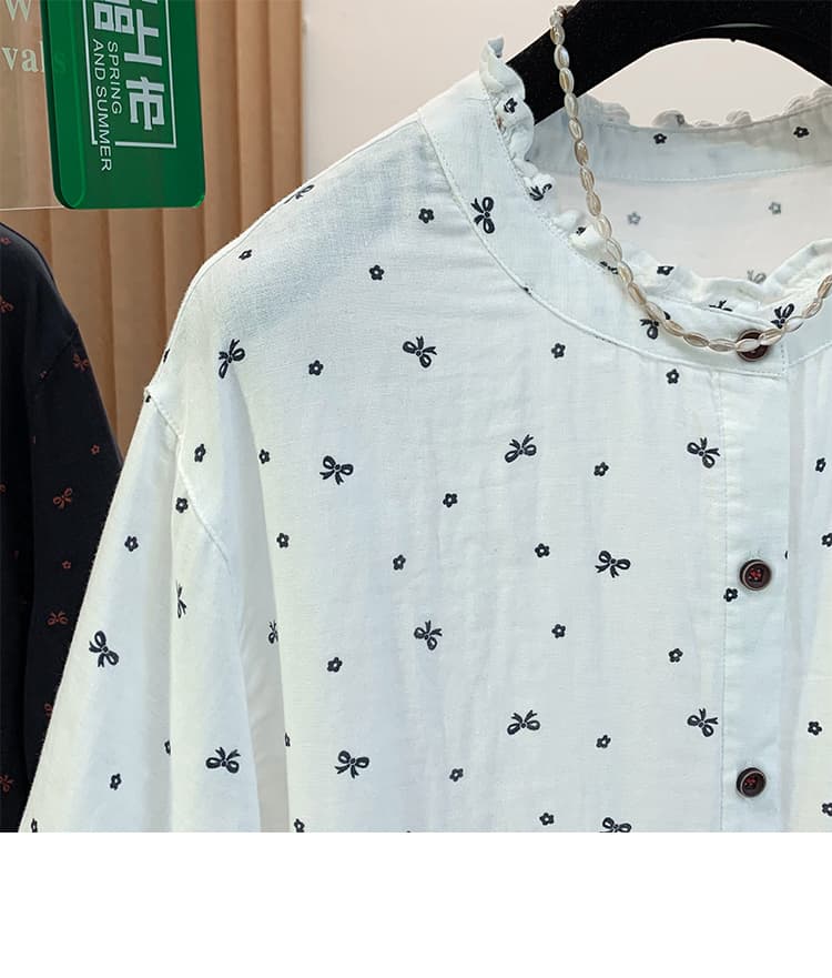 실사 문예 팬 곰팡이 고리 이중층 면사 반팔 여성 셔츠 여름 새로운 캐주얼 다용도 셔츠 맨위 상세 이미지 13