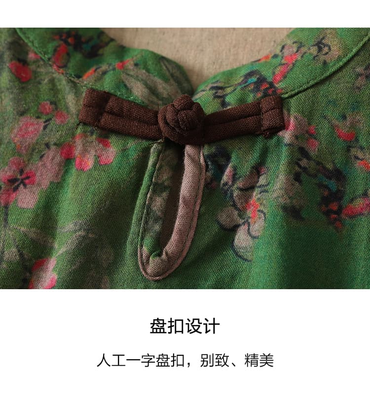 실사 있음 선적 빅 사이즈 여성 의류 반팔 프린트 여성 셔츠 루즈핏 슬림해 보이는 스탠드 칼라 단추 작은 셔츠 여름 상세 이미지 6