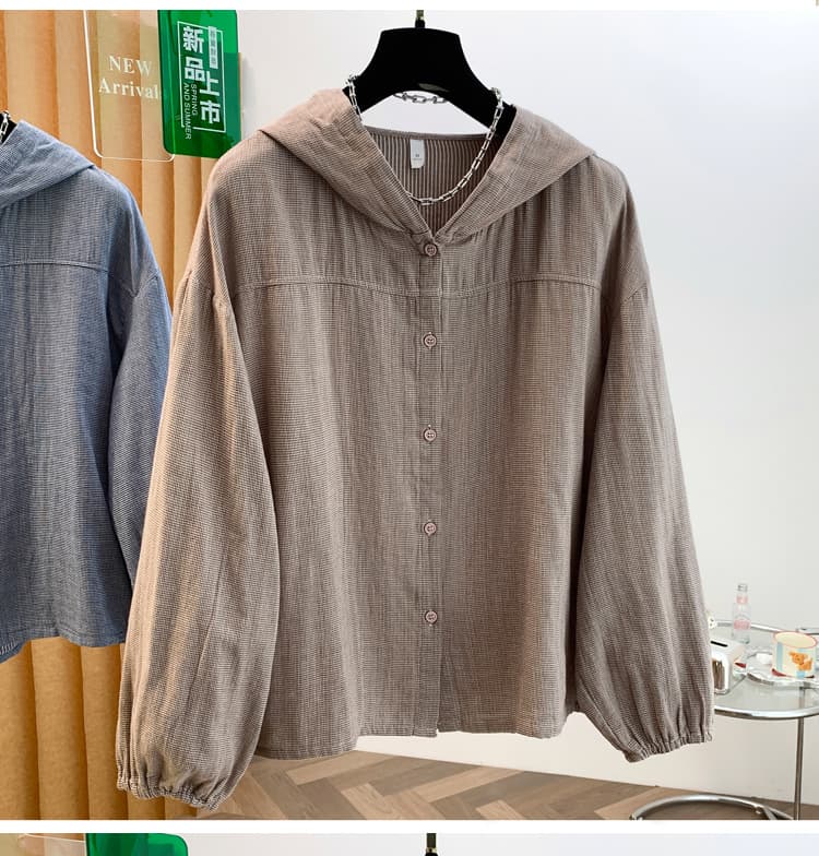 실사 26 년 가을 의상 새로운 패션 루즈핏 캐주얼 다용도 연령 감소 풀오버 긴팔 셔츠 면사 후드 맨위 상세 이미지 11
