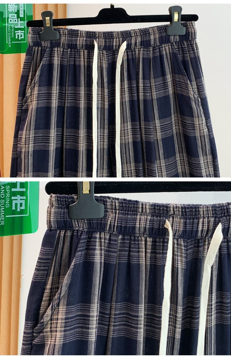 실사 체크무늬 와이드 레깅스 바지 2026 새로운 이른 가을 루즈핏 캐주얼 슬림해 보이는 다용도 배기 바지 얇은 스타일 롱 바지 상세 이미지 21