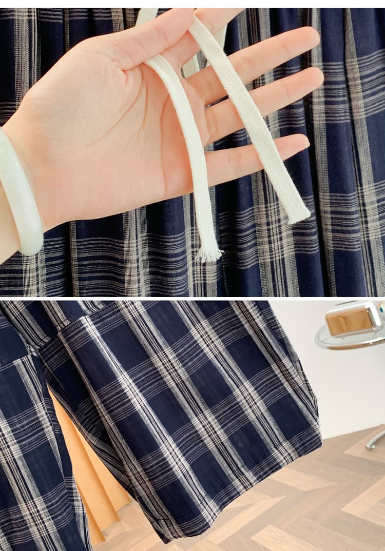 실사 체크무늬 와이드 레깅스 바지 2026 새로운 이른 가을 루즈핏 캐주얼 슬림해 보이는 다용도 배기 바지 얇은 스타일 롱 바지 상세 이미지 22