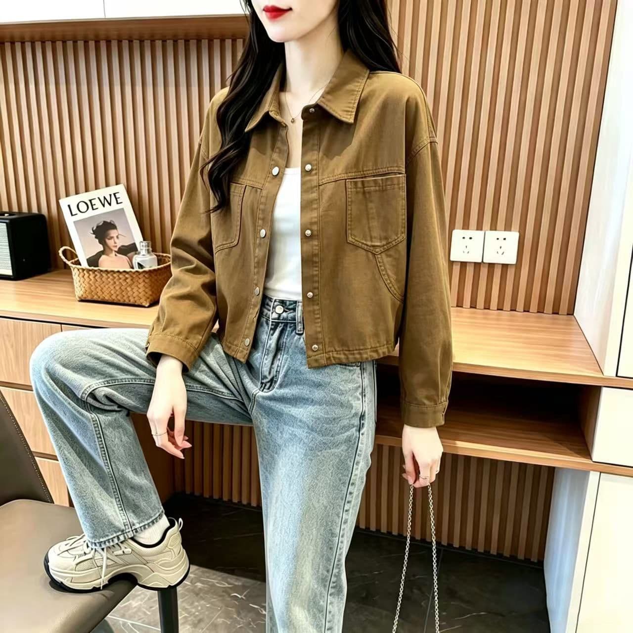 2026 가을 새로운 슈퍼 부드럽다 데님 여성 코트 루즈핏 쇼트 스타일 작은 키 재킷 맨위 상세 이미지 2