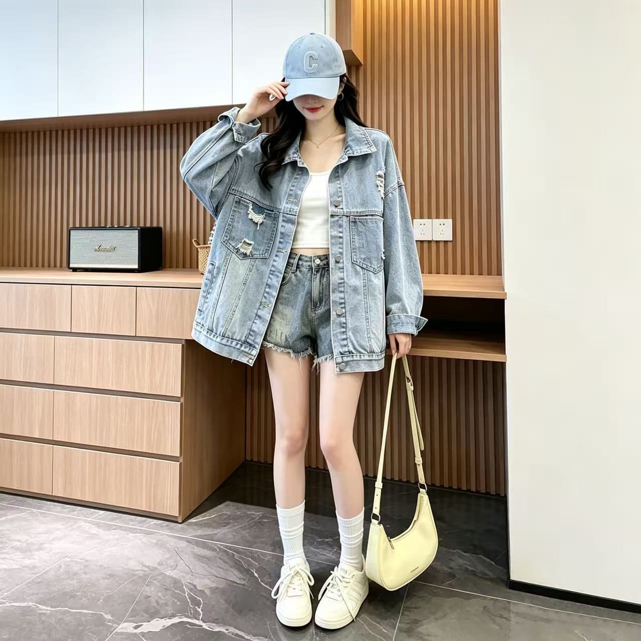 찢어진 부분 데님 여성 코트 2026 가을 새로운 워싱 루즈핏 가을 어깨 oversize 한국 스타일 워크웨어 재킷 상세 이미지 7