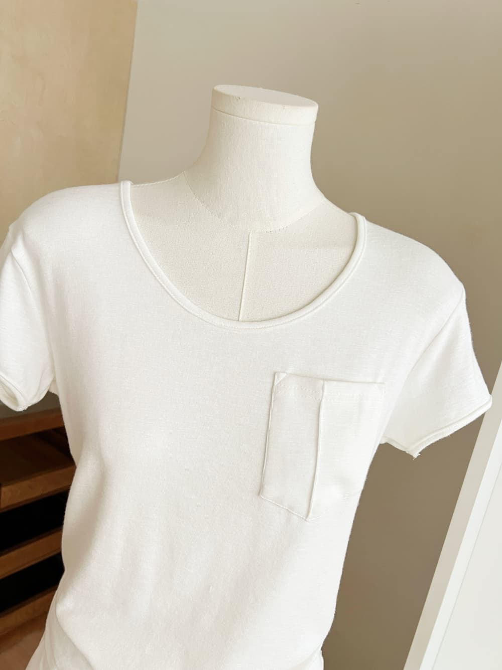 peachaway 사설 서비스 일상 V넥 슬림해 보이는 대나무 마디 면 캐주얼 순수한 욕망 다용도 느긋한 니트 반팔 여성 상세 이미지 9
