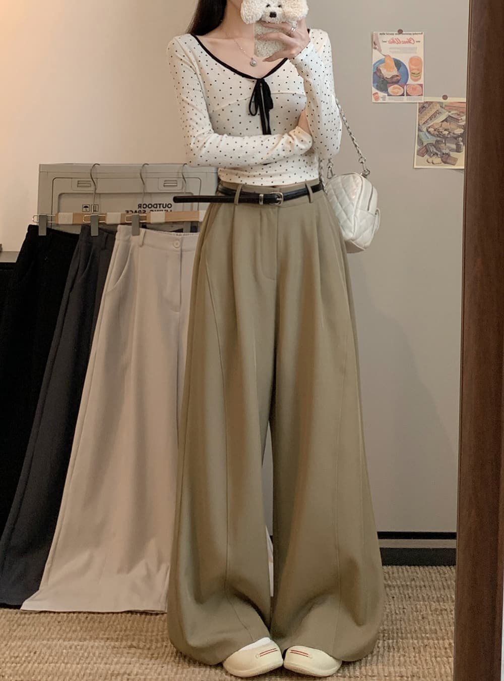 실사 2026 새로운 허리밴드 개성 디자인 센스 와이드 레깅스 바지 도루 센스 루즈핏 캐주얼 바지 상세 이미지 10