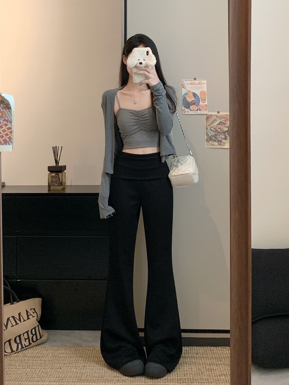 실사 2026 새로운 개성 부츠컷 바지 하이웨이스트 웨이 바지 와이드 레그 팬츠 플레어 바지 상세 이미지 16