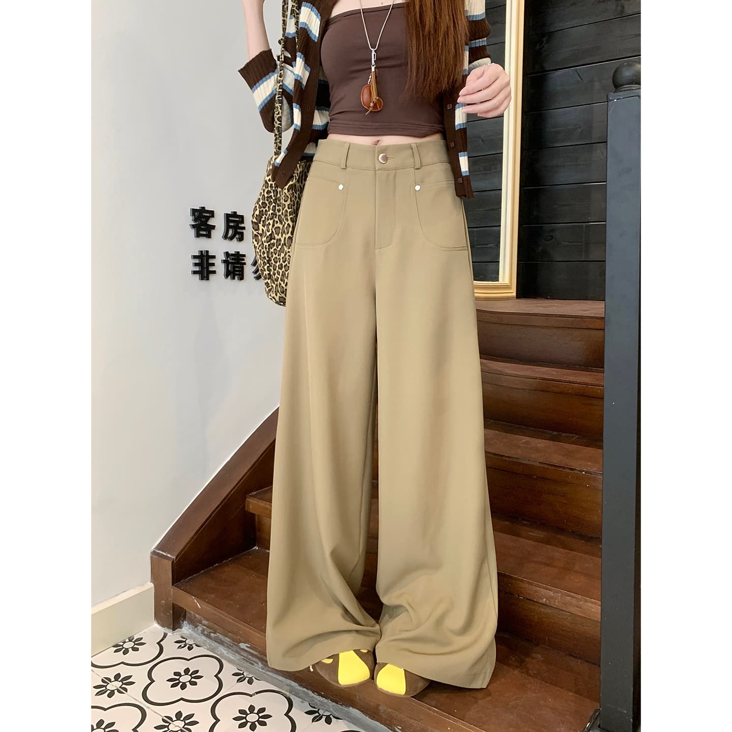 정가 실사 2026 새로운 루즈핏 캐주얼 도루 센스 부드럽게 정장 바지 아이들 이미지 5