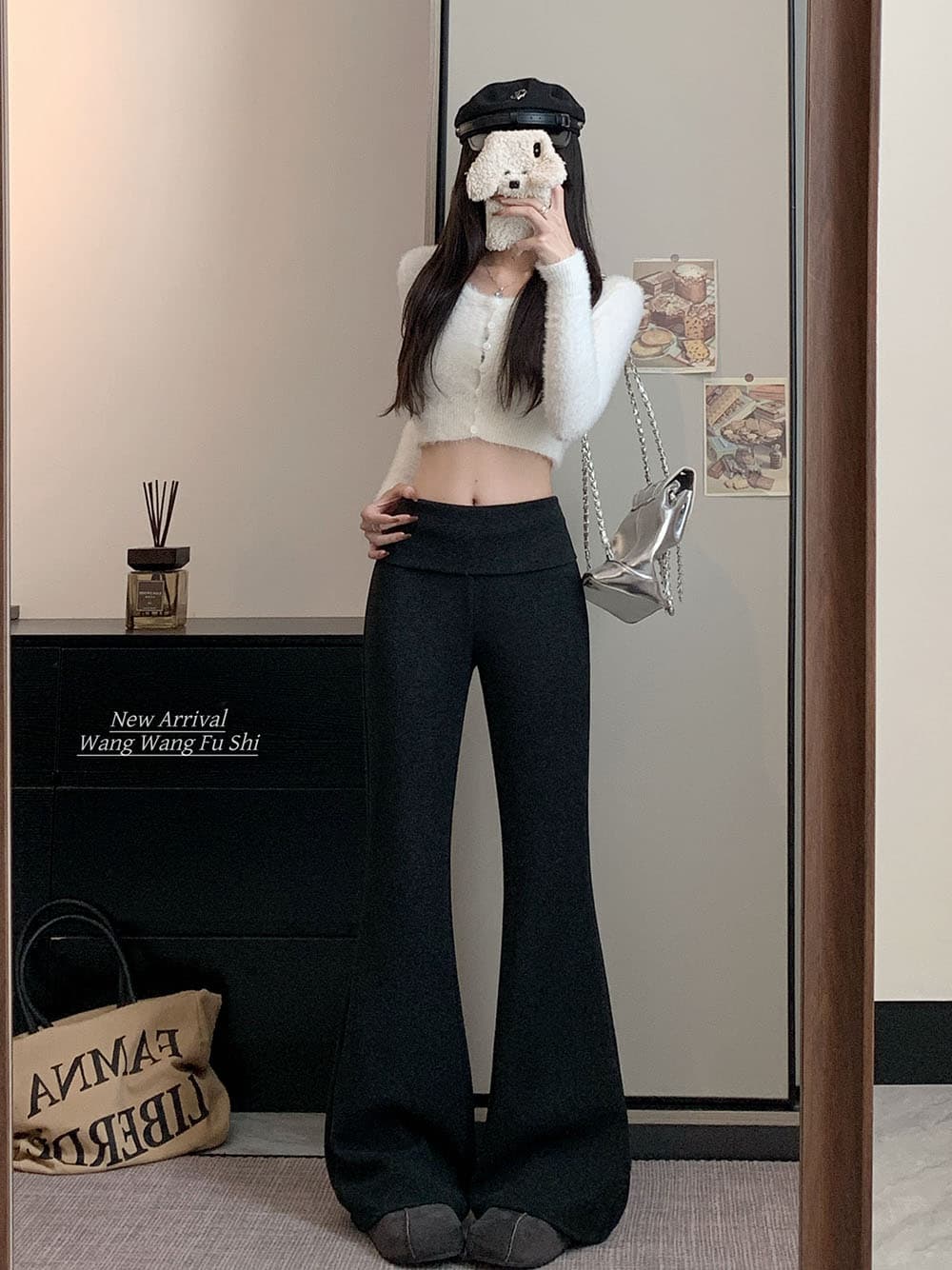 정가 실사 2026 새로운 개성 부츠컷 바지 하이웨이스트 웨이 바지 와이드 레그 팬츠 플레어 바지 상세 이미지 18