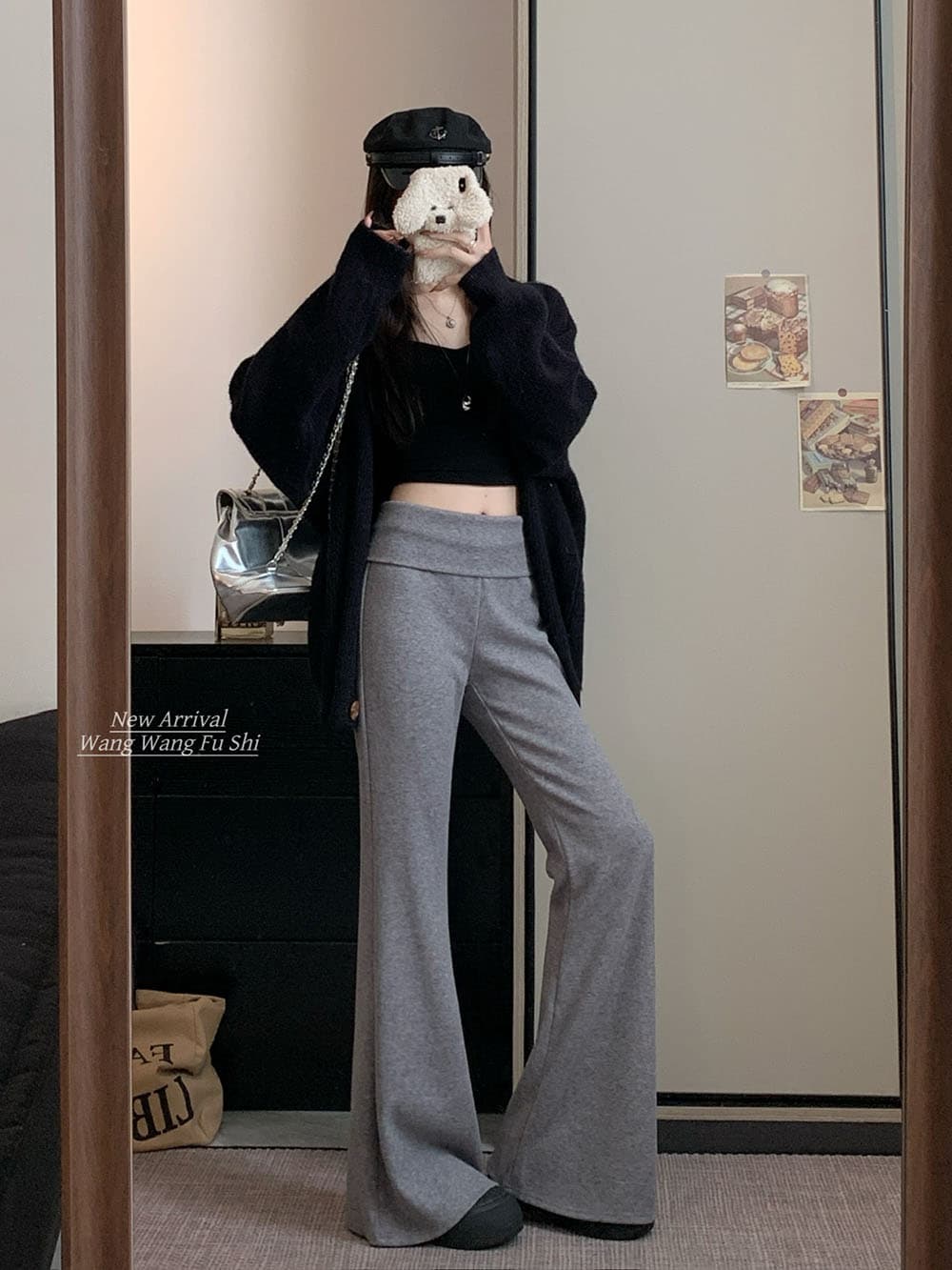 정가 실사 2026 새로운 개성 부츠컷 바지 하이웨이스트 웨이 바지 와이드 레그 팬츠 플레어 바지 상세 이미지 27