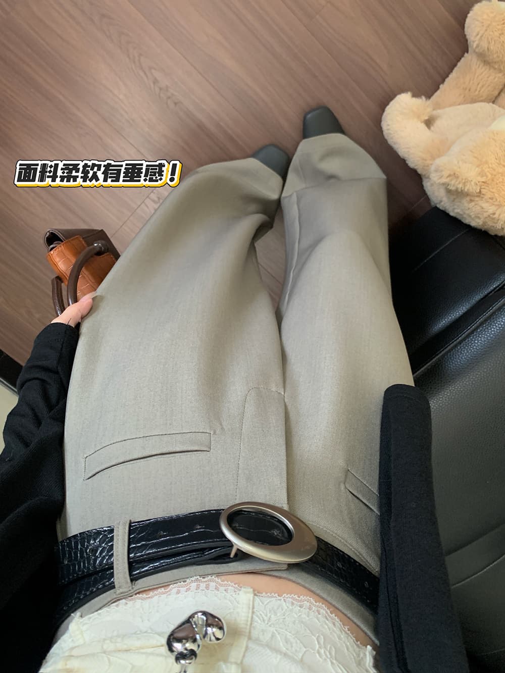 정가 실사 2026 새로운 와이드 레깅스 바지 도루 센스 루즈핏 캐주얼 바지 바닥 청소 정장 바지 상세 이미지 11