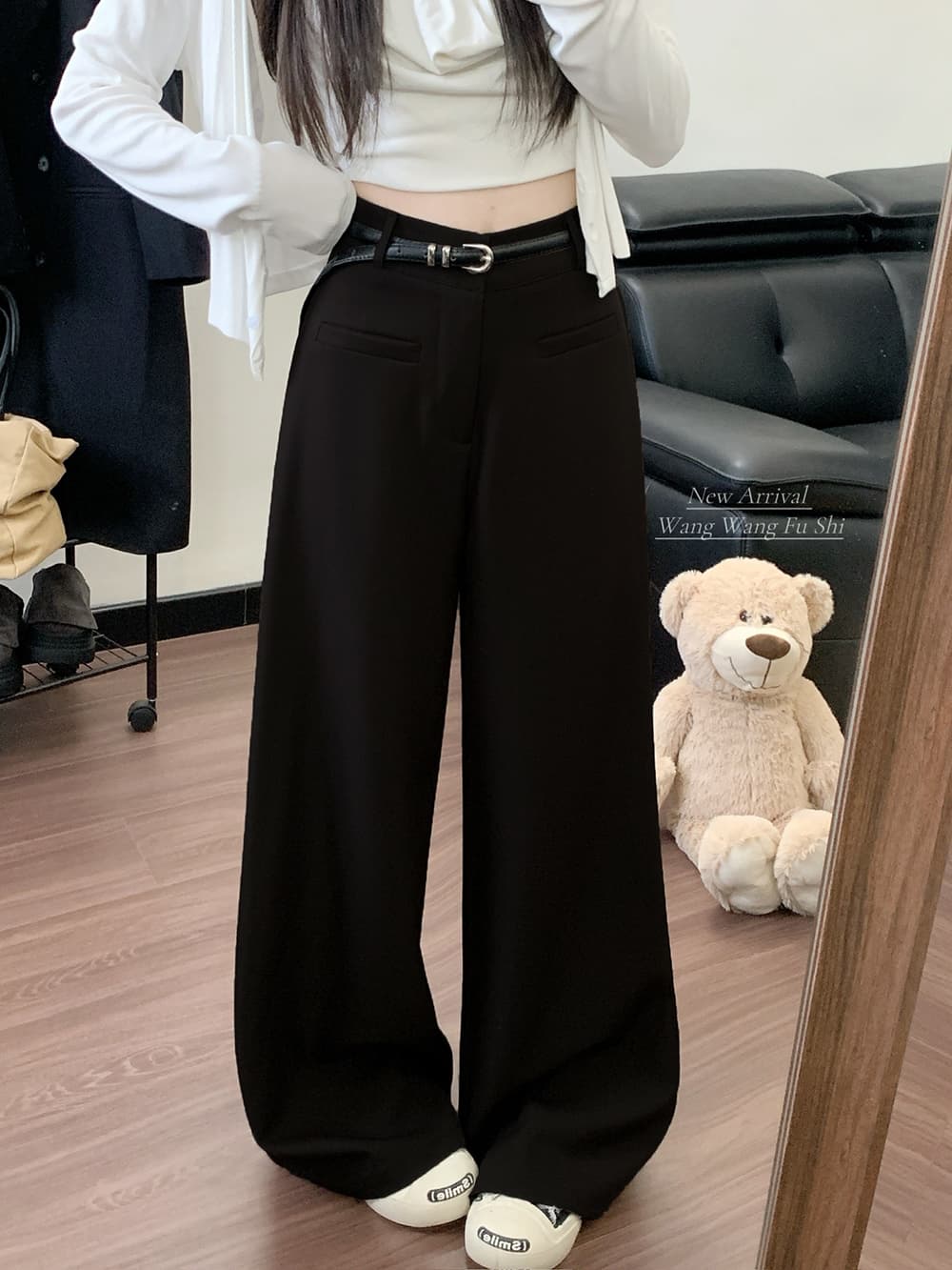 정가 실사 2026 새로운 와이드 레깅스 바지 도루 센스 루즈핏 캐주얼 바지 바닥 청소 정장 바지 상세 이미지 20
