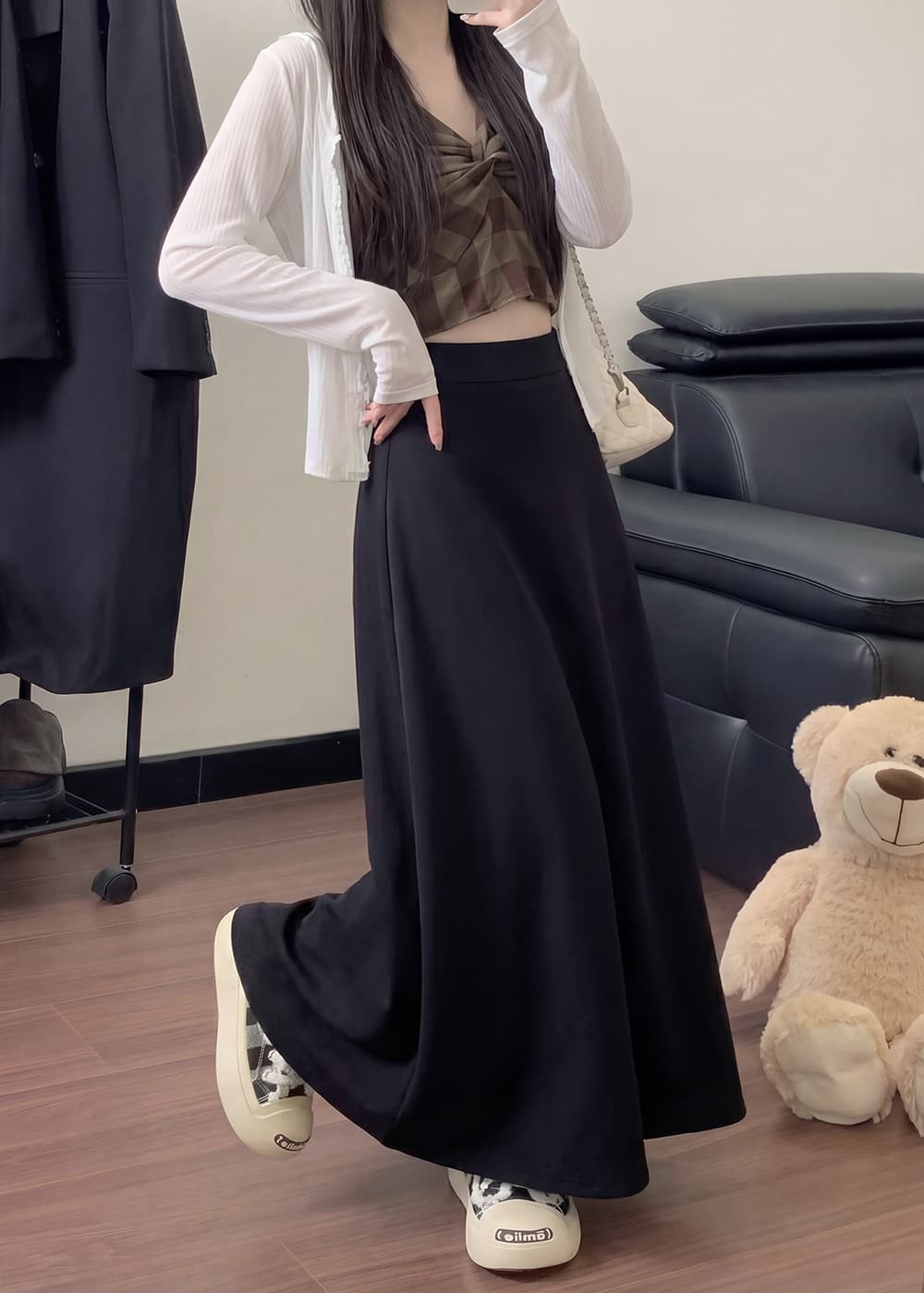 정가 실사 반신 스커트 여성 2026 여름 새로운 캐주얼 다용도 슬림해 보이는 중 롱 스커트 여성 상세 이미지 9
